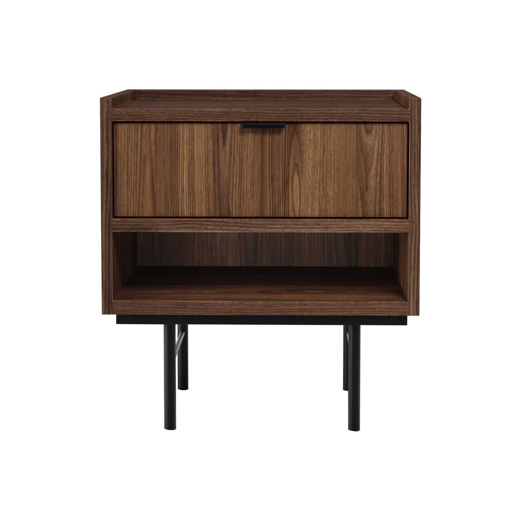 Beautysofa Nachttisch Evron mit 1 Schublade, offene Ablage und hohe Metallb günstig online kaufen