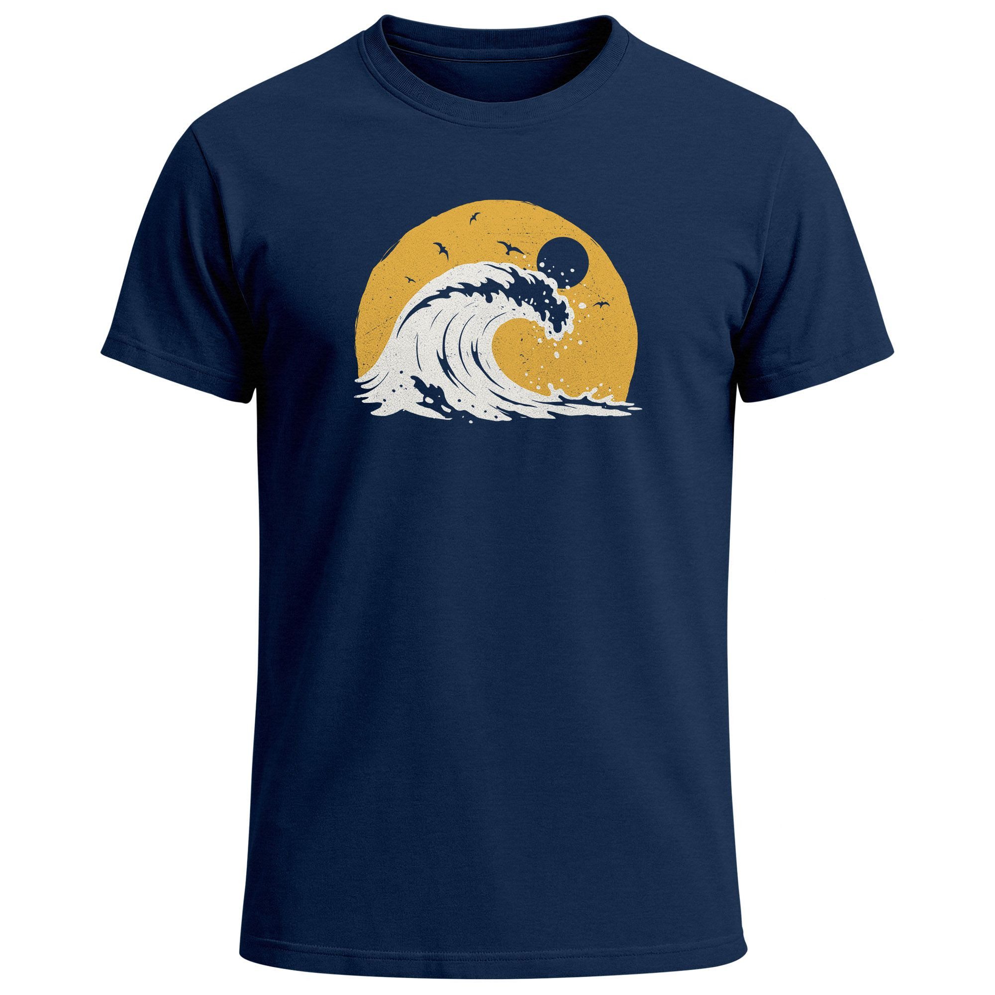 Neverless Print-Shirt Herren T-Shirt Frontprint Welle Printshirt Maritim Me günstig online kaufen