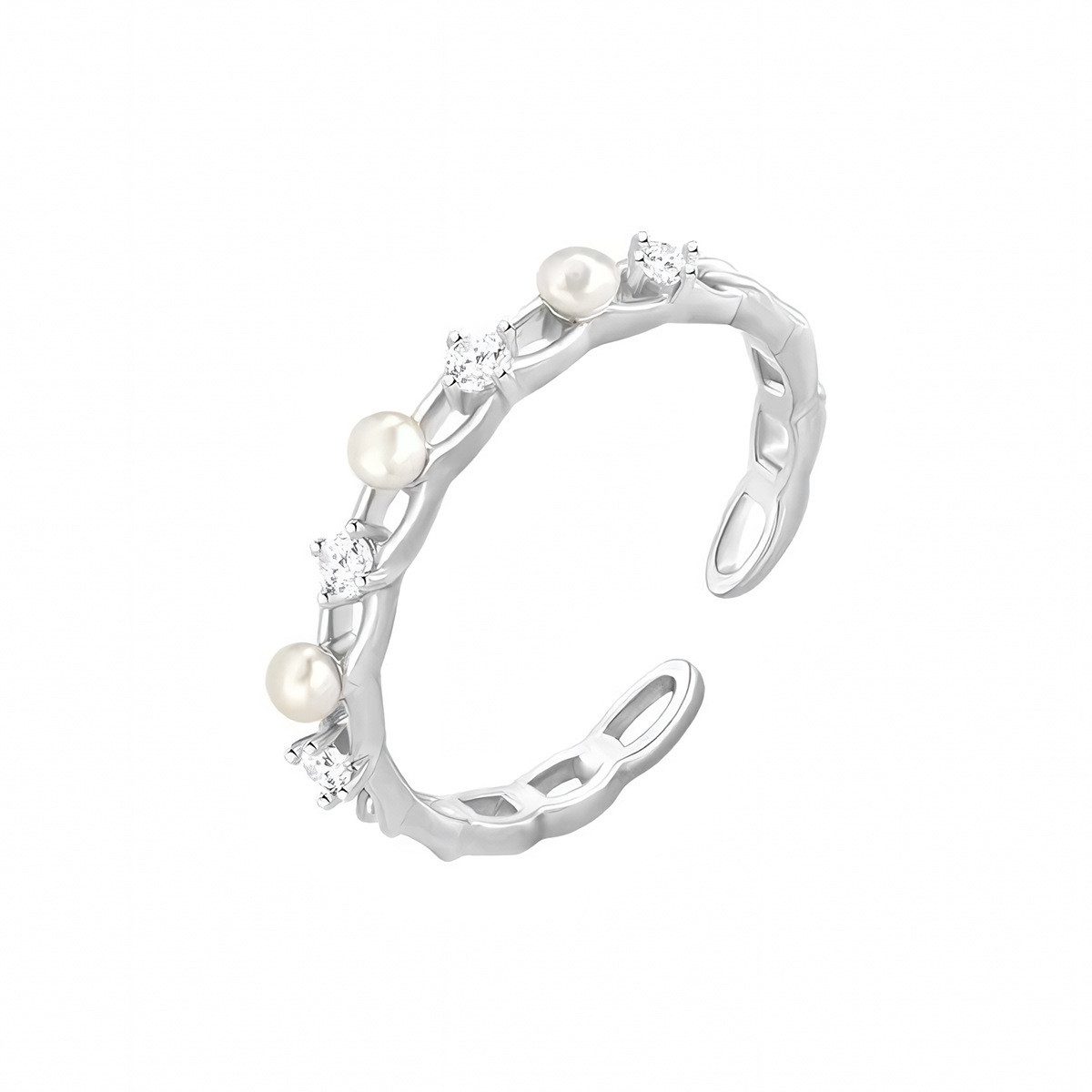 The Beauty House Fingerring Damen silberfarbiger Vintage Ring mit Perlen un günstig online kaufen