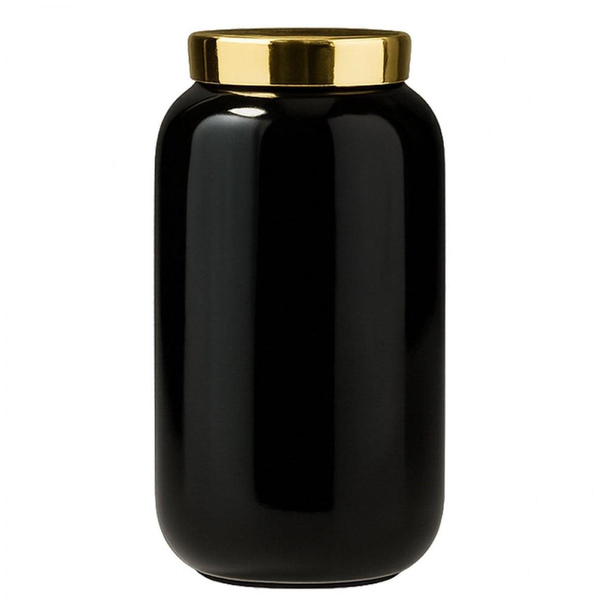 Giftcompany Dekovase Minivase Saigon mit Metallring Schwarz Gold (9,5cm)