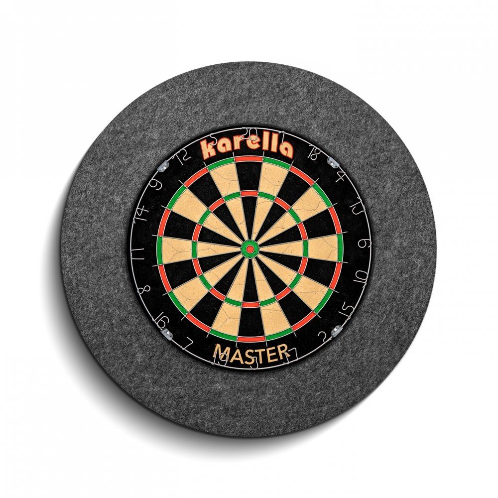 Karella Dartscheibe Schallschutz für Steeldartboards, (Set, mit Karella Abwurflinie, Dübel und Schrauben)