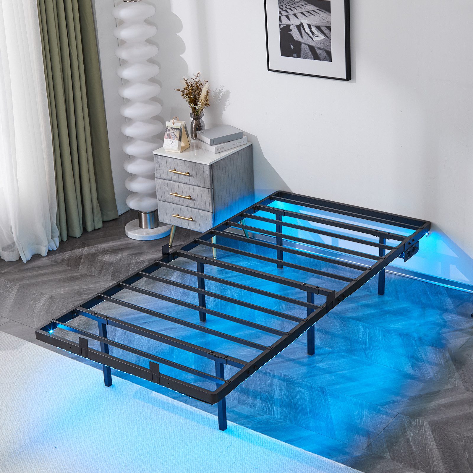 VINGLI Bettgestell, Metallbett schwarz, Schwebenbett 90x200cm/140x200cm/180 günstig online kaufen