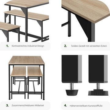 tectake Sitzgruppe Bolton, (Set, 3-tlg), Esstisch-Set