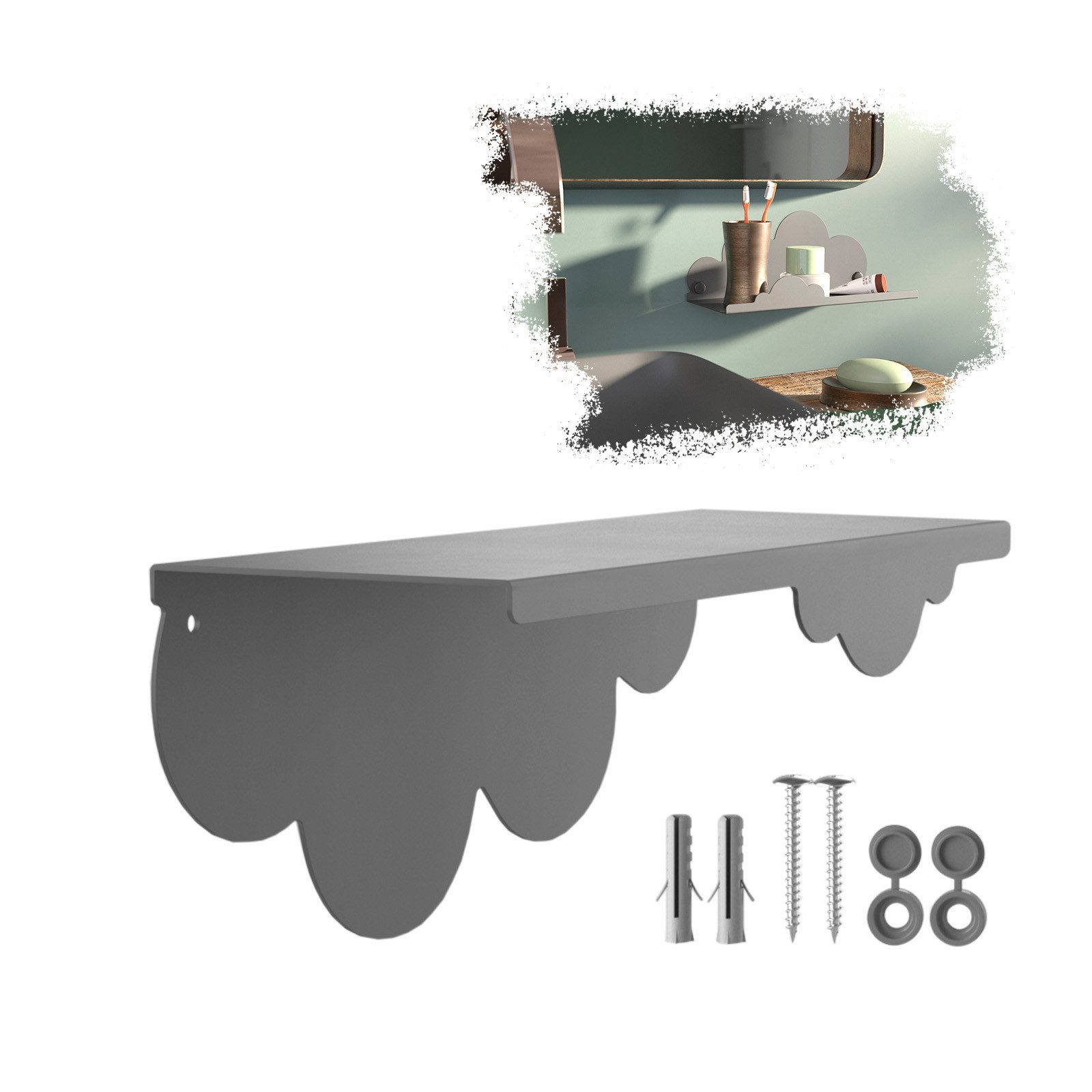 SO-TECH® Wandregal Schweberegal HOVER-XI 25 x 10 x 10 cm inkl. Befestigungsset, 1-tlg., Wandmontage, für Bad Küche oder Wohnzimmer, Anthrazit