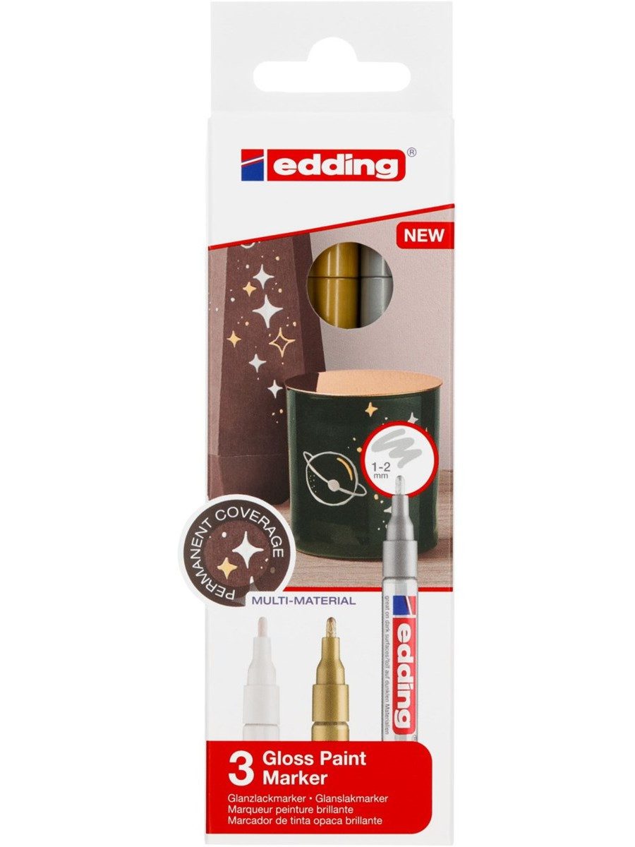 edding Lackmarker Glanzlack-Marker 751 creative Set 3er Metallic, wasserfest hitzebeständig bis 400