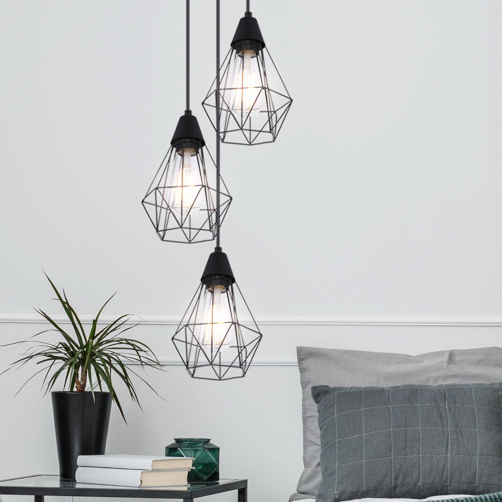 etc-shop Pendelleuchte, Leuchtmittel inklusive, Zimmer Pendel Wohn schwarz Filament Lampe Decken Retro Ess Warmweiß