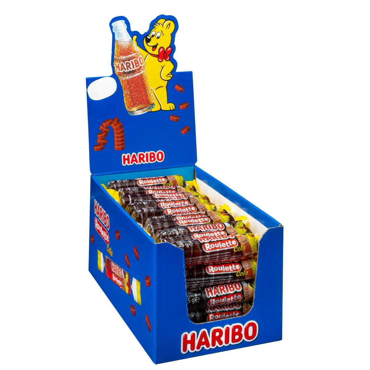 HARIBO Süßigkeit, Haribo Happy Cola Rollen Fruchtgummirollen Cola Geschmack 50 Stück