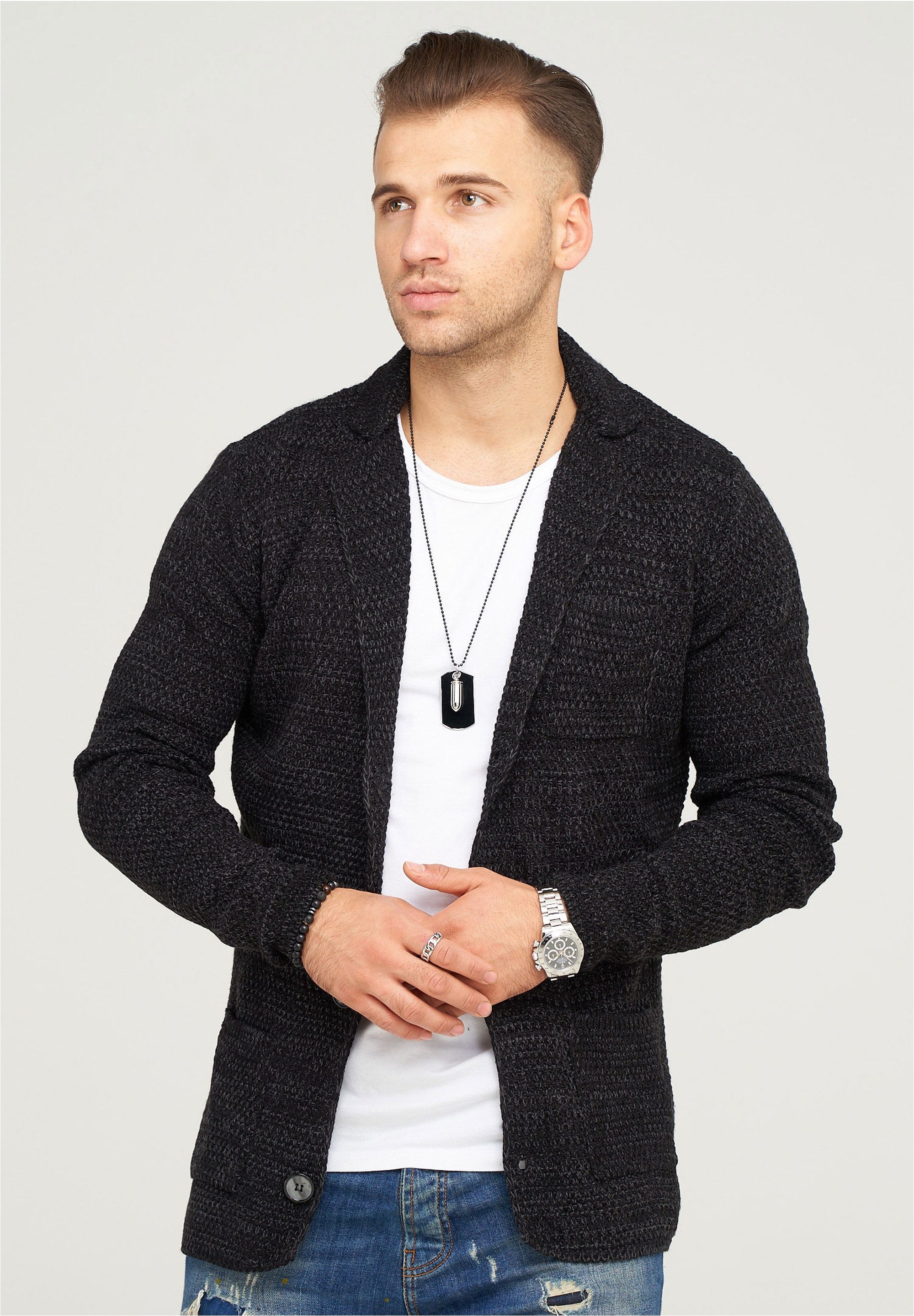 behype Strickjacke FELIAN mit modischem Reverskragen