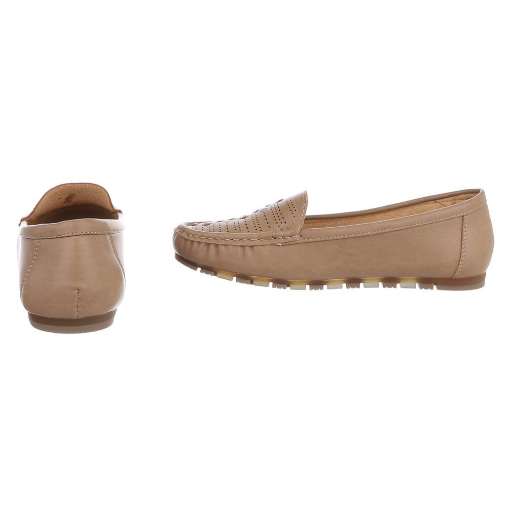 Ital-Design Damen Slipper mit erhöhtem Tragekomfort und Luftdurchlässigkeit Slipper (91512555) Flach Mokassins in Hellbraun – Bild 5 von 5