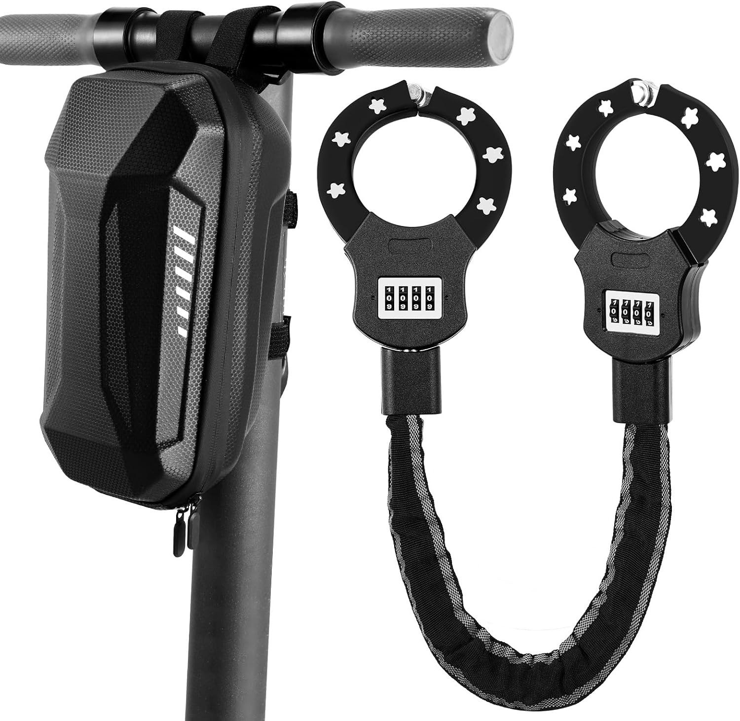 TLGREEN Kettenschloss E Scooter Schloss mit Zahlencode (8mm-Kettenglied Handschellenschloss, 93cm Hochsicherheits-Schlösser), mit 3L Wasserdichte Tasch