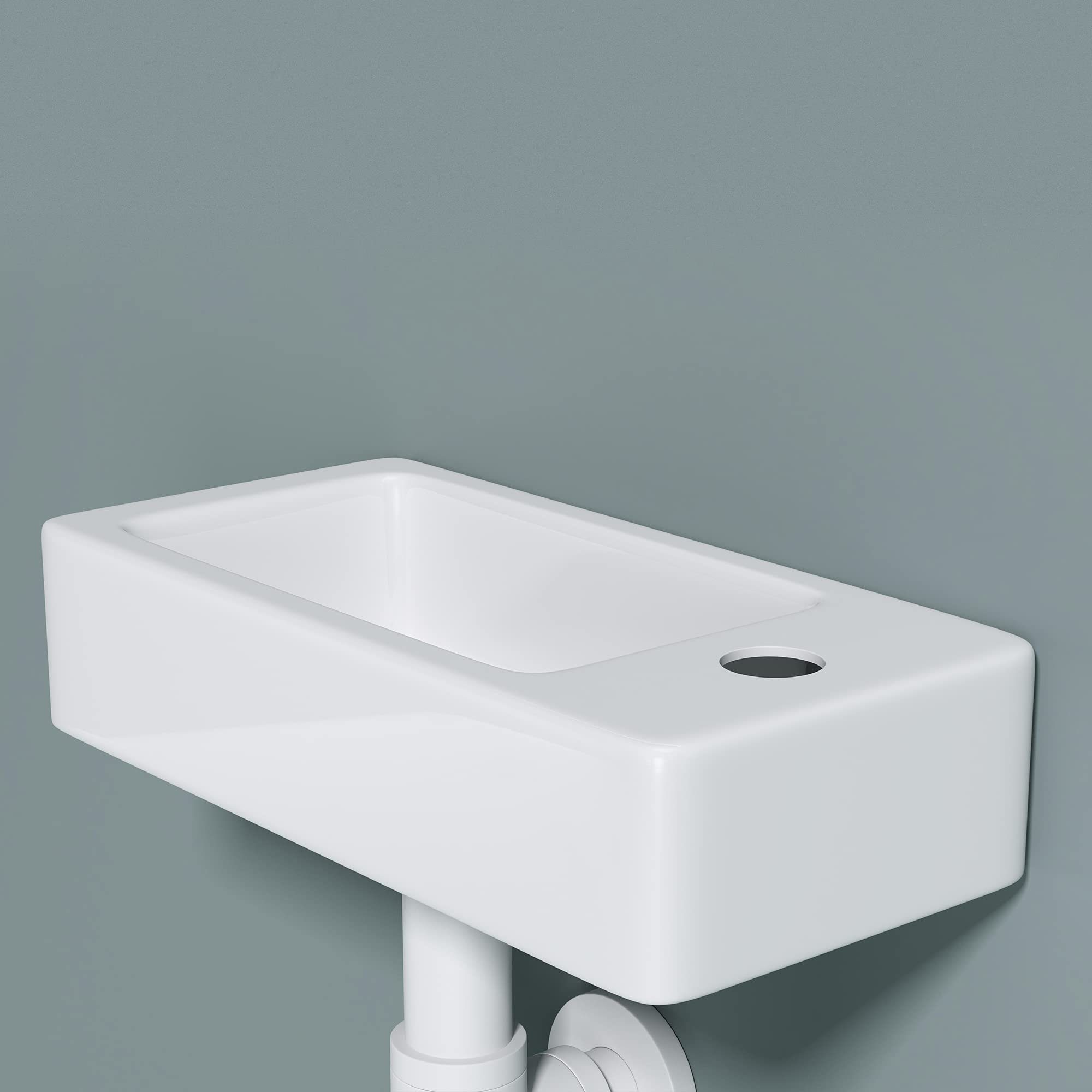 doporro Waschbecken Hängewaschbecken Keramik Nano-Versiegelung 37x18x9.5cm Brüssel3053, Lotus-Effekt durch Nano-Versiegelung