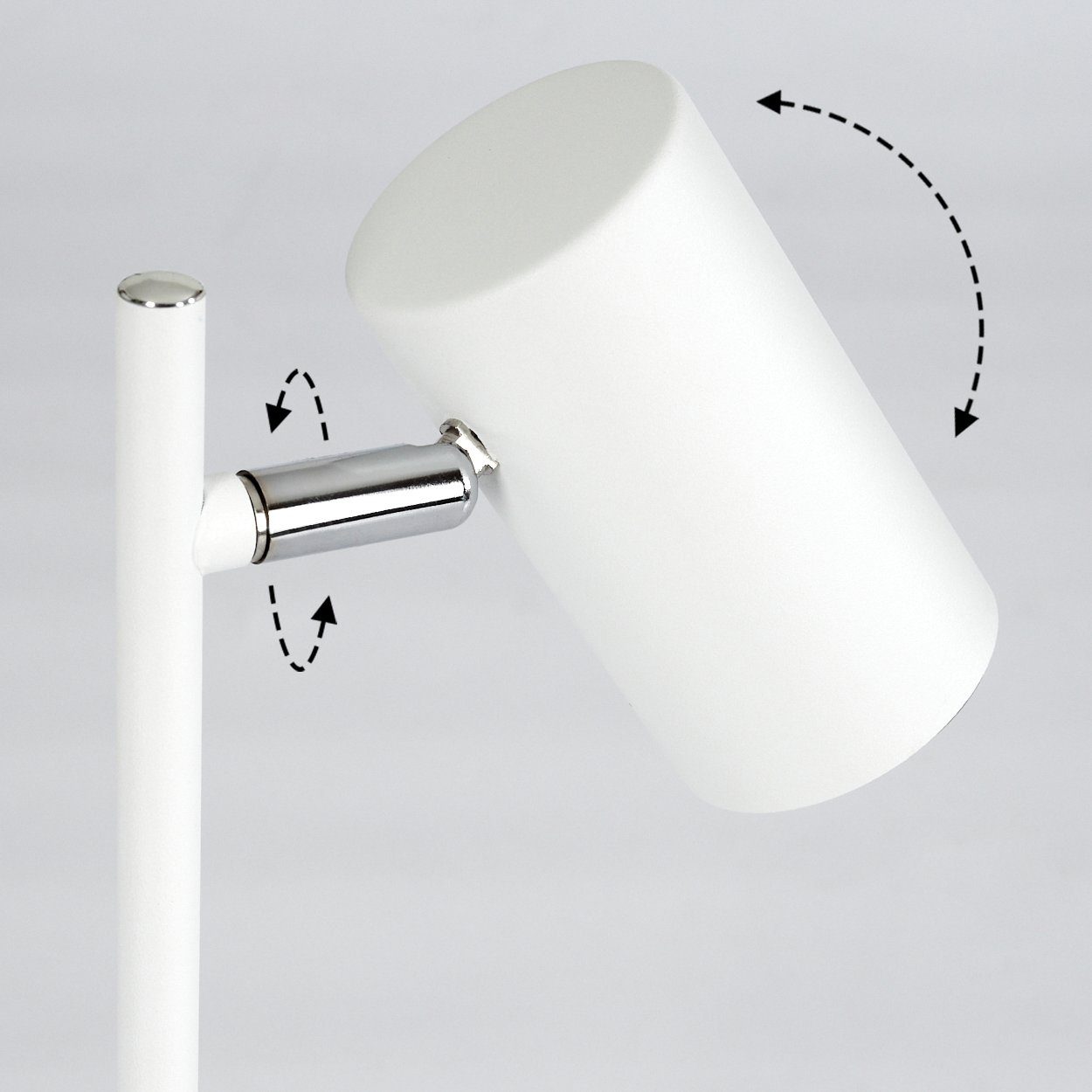 Leuchtmittel, in hofstein Metall mit Stehlampe Kabel 3xGU10 Weiß verstellbaren Schirmen, Fußschalter und Stehlampe aus »Gambellara« mit am Chrom, 3-flammige ohne