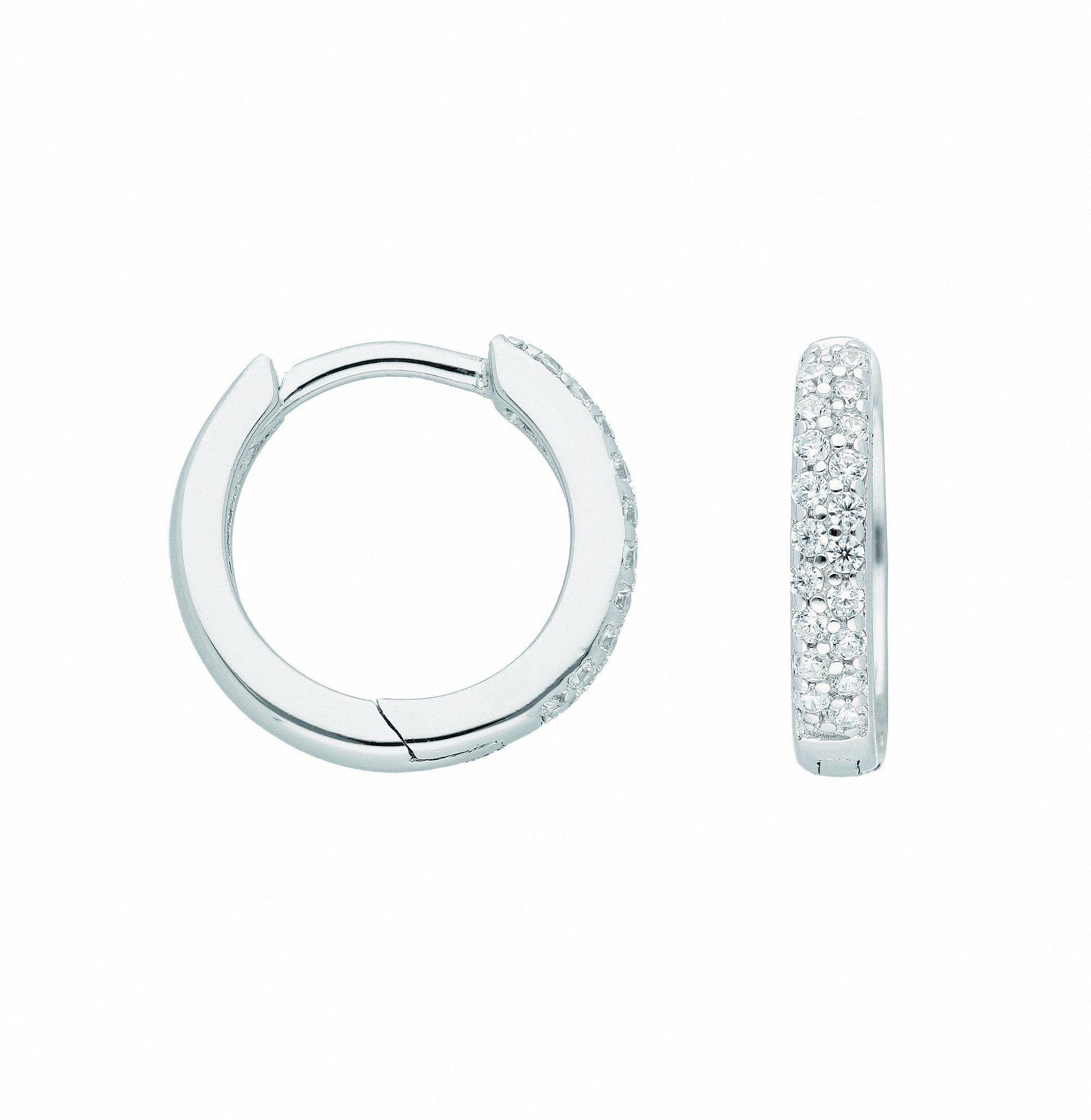 Adelia´s Paar Creolen Damen 925 Silber Ohrringe Creolen mit Zirkonia Ø 13,1 mm, mit Zirkonia Silberschmuck für Damen