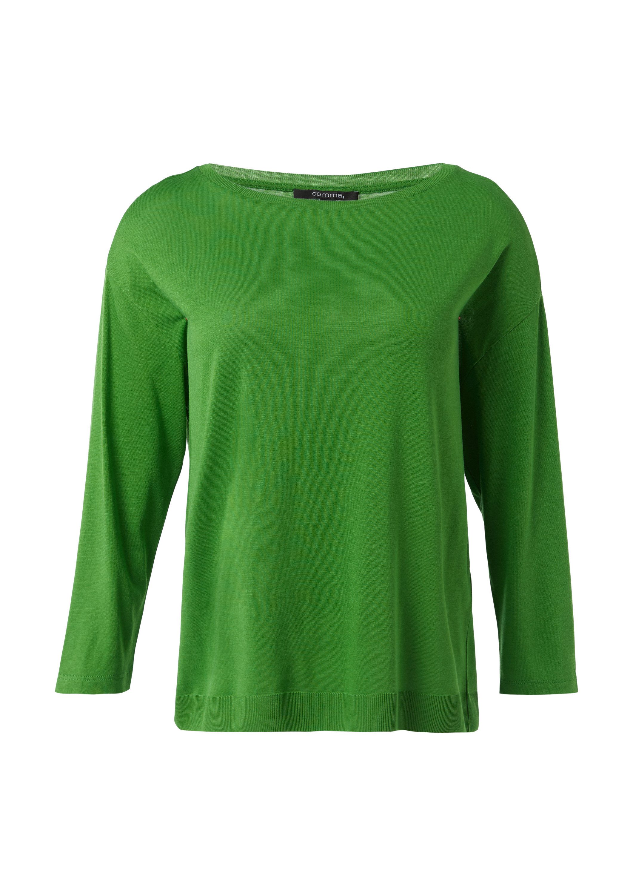 comma Langarmshirt T-Shirt Longsleeve aus Strickjersey mit U-Boot-Ausschnit günstig online kaufen