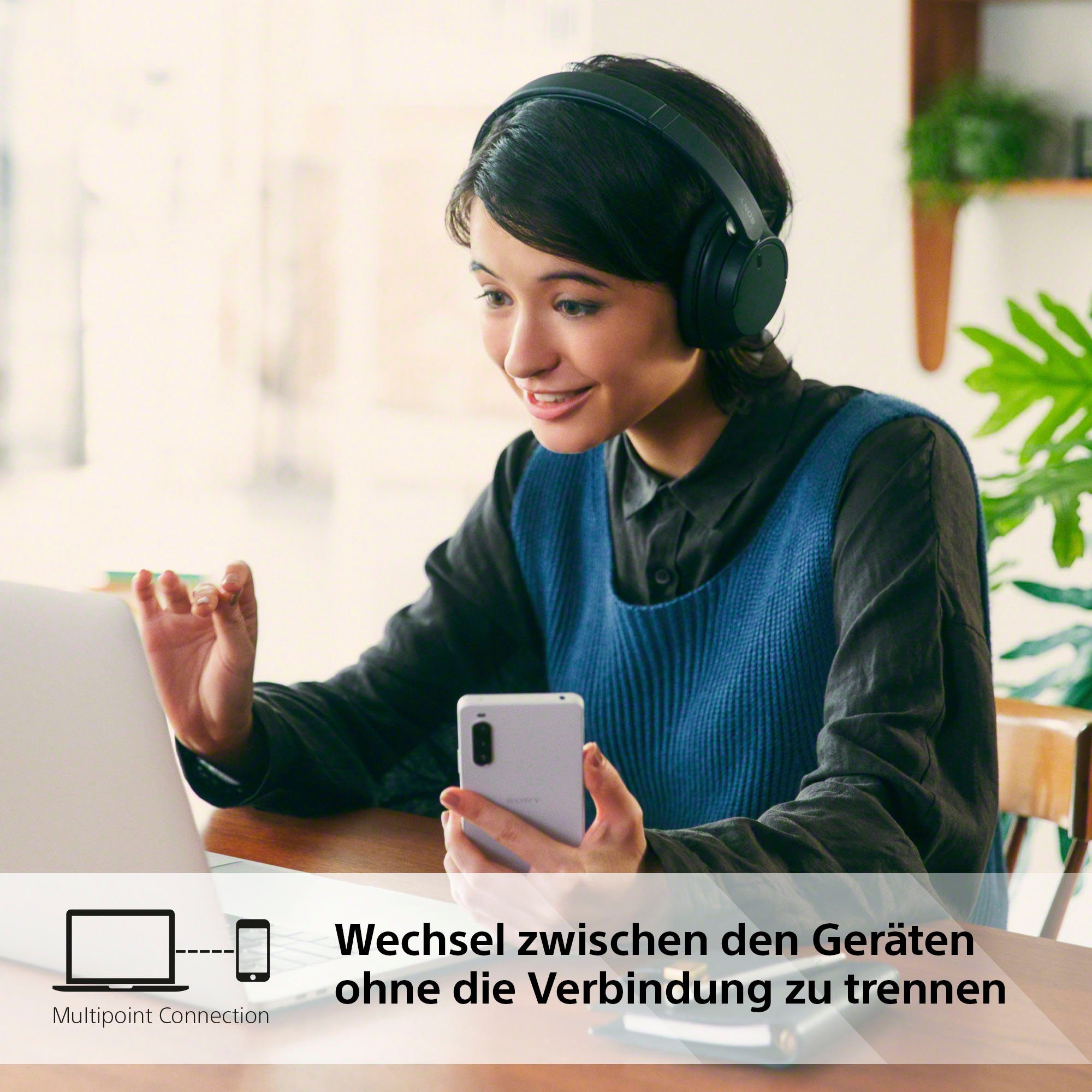 Bluetooth) Alexa, Schwarz Steuerung Sprachsteuerung, Siri, Assistant, LED Sony (Freisprechfunktion, und Multi-Point-Verbindung, integrierte Musik, Noise-Cancelling, Ladestandsanzeige, für Over-Ear-Kopfhörer WH-CH720N Anrufe Google