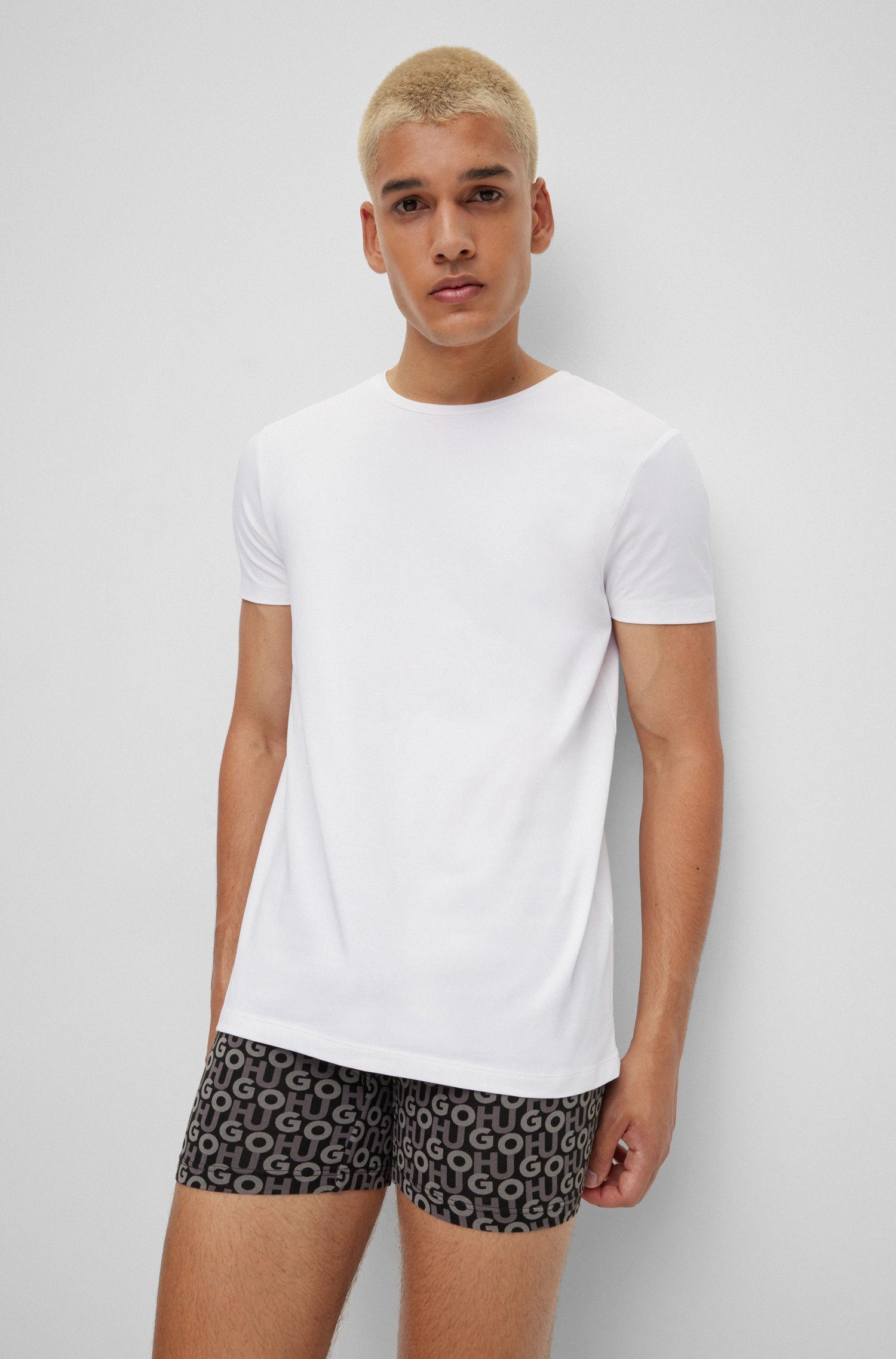 (100) T-Shirt (1-tlg) Round-Doppelpack HUGO Weiß