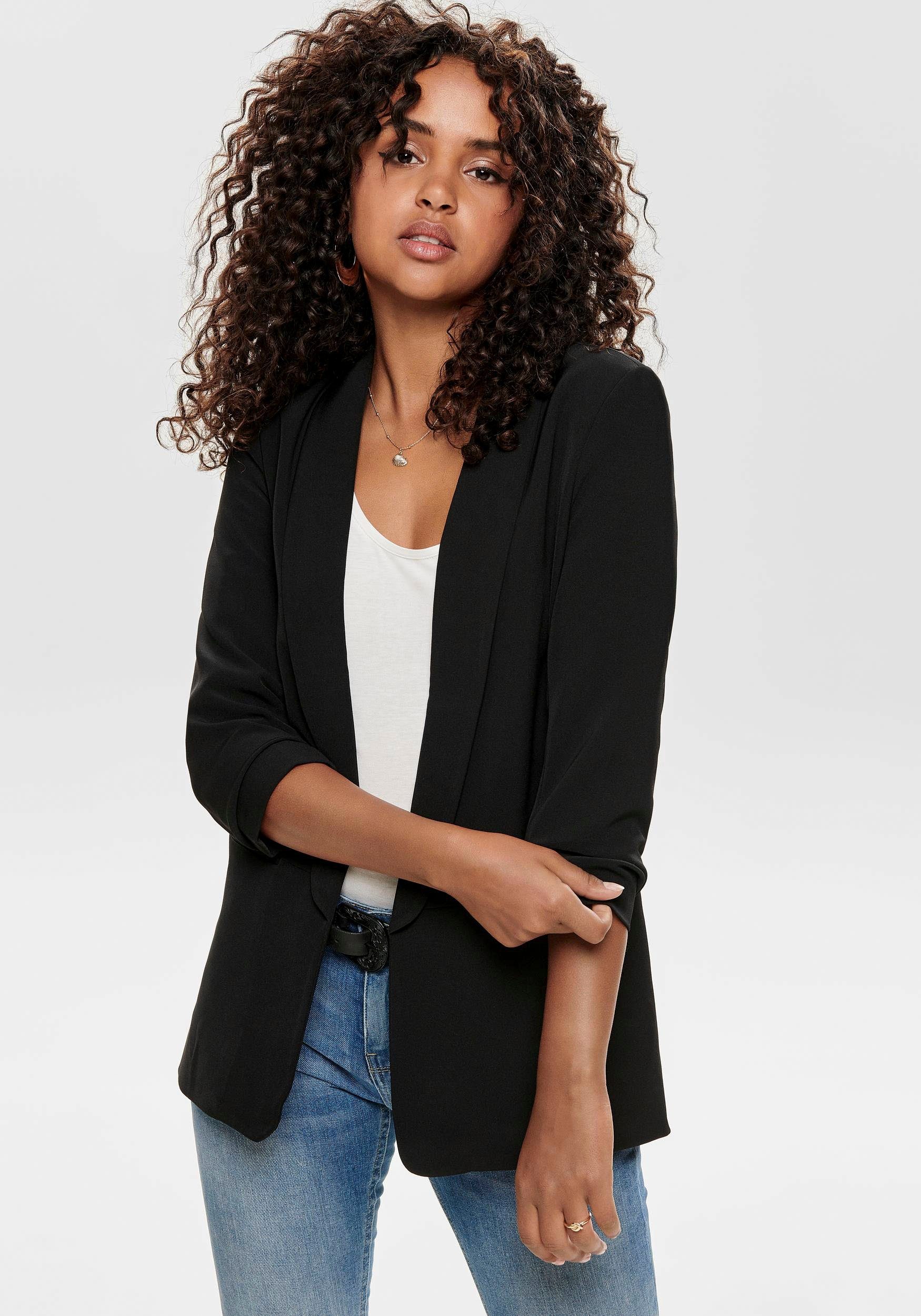 ONLY Kurzblazer ONLELLY 3/4 LIFE 3/4 TLR BLAZER NOOS Black Ärmel mit