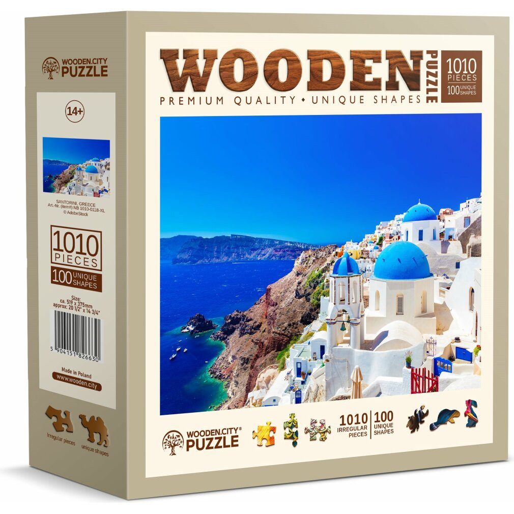 Wooden City Puzzle Holzpuzzle Santorini, Griechenland 1010 Teile, Puzzleteile