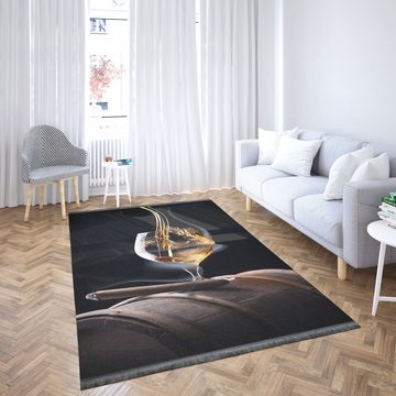 Teppich Jungengel Textilien Waschbarer Teppich Cigar & Wine Schwarz Elegant, Jungengel Textilien, Höhe: 6 mm, Waschmaschinengeeignet, Fußbodenheizungsgeeignet