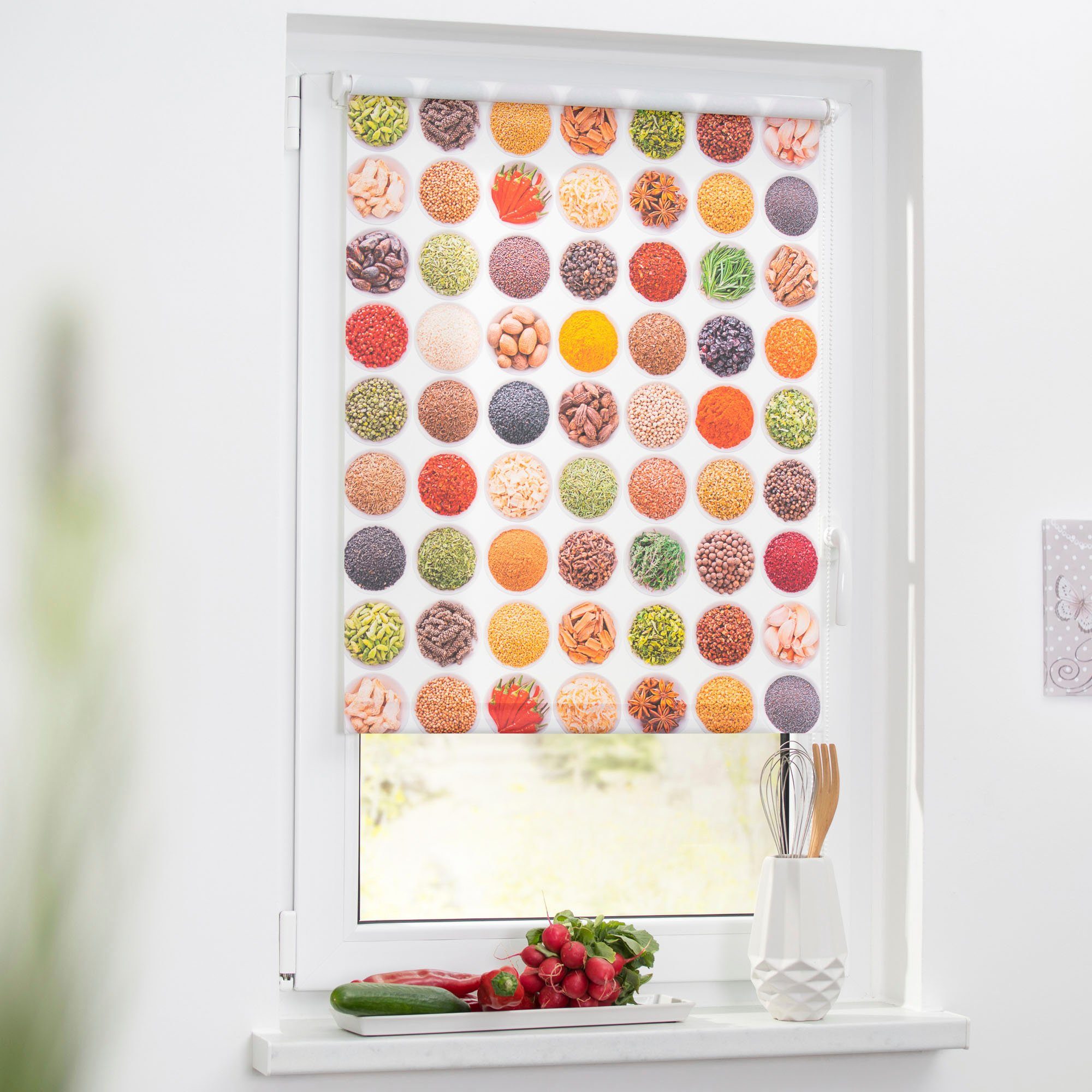 Seitenzugrollo Klemmfix Motiv Gewürze, LICHTBLICK ORIGINAL, günstig online kaufen