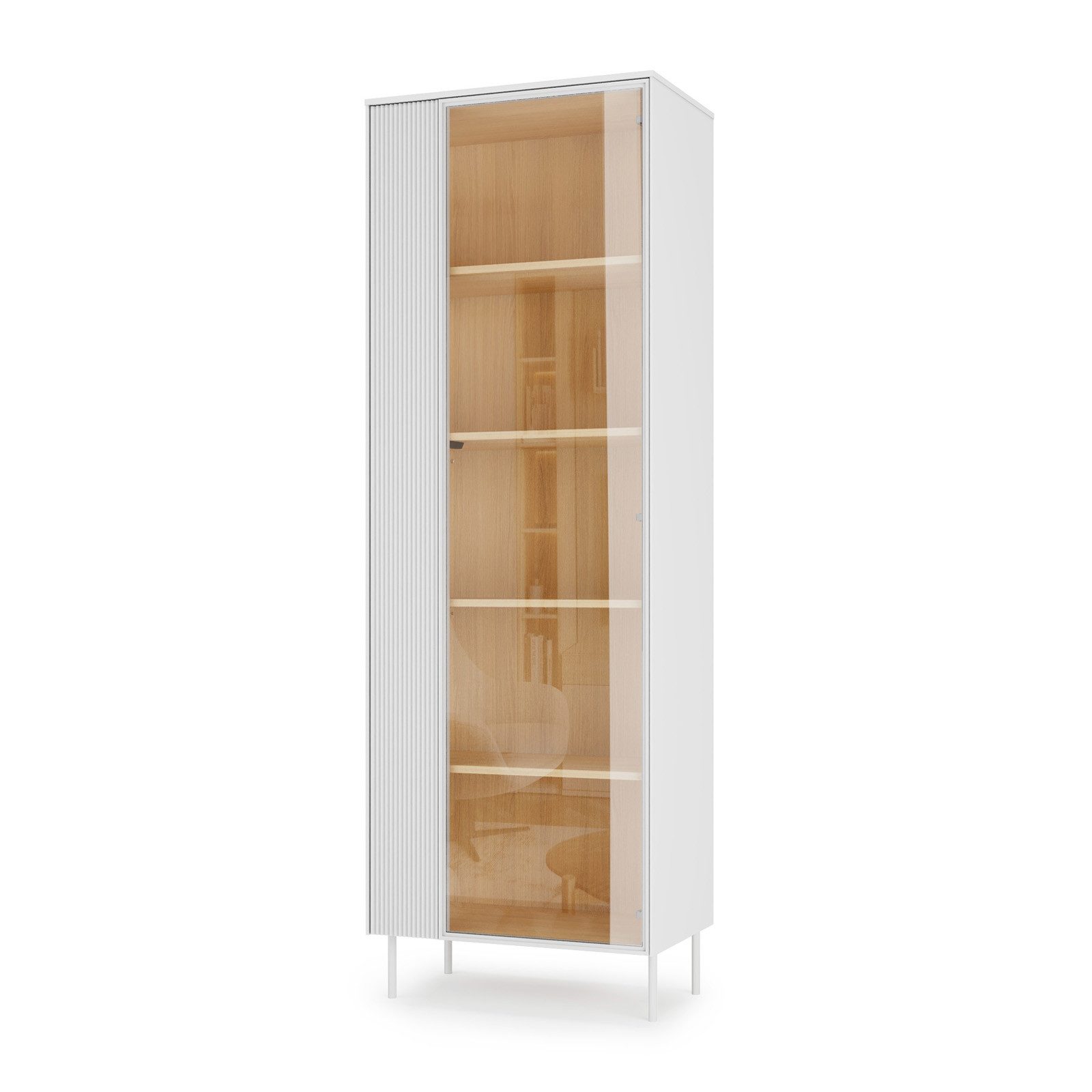 HAUSELEMENT Standvitrine LIBA LB-01 Vitrinenschrank mit LED-Beleuchtung Regalschrank Modern