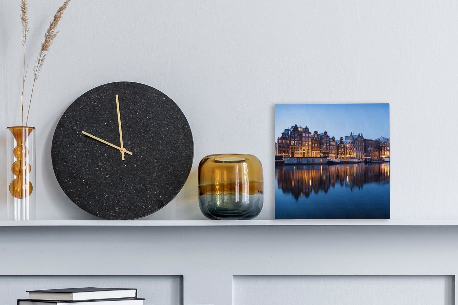 Amsterdam - Wohnzimmer Leinwandbild Spiegelung, Schlafzimmer St), OneMillionCanvasses® (1 Sonnenuntergang Bilder für Leinwand -