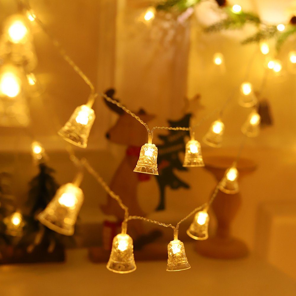 Rosnek LED-Lichterkette 1.5M, Weihnachtsmotiv, batterie, für Patio  Schlafzimmer Party Deko, Weihnachtsbaum/Jingle Bell/Haselnuss