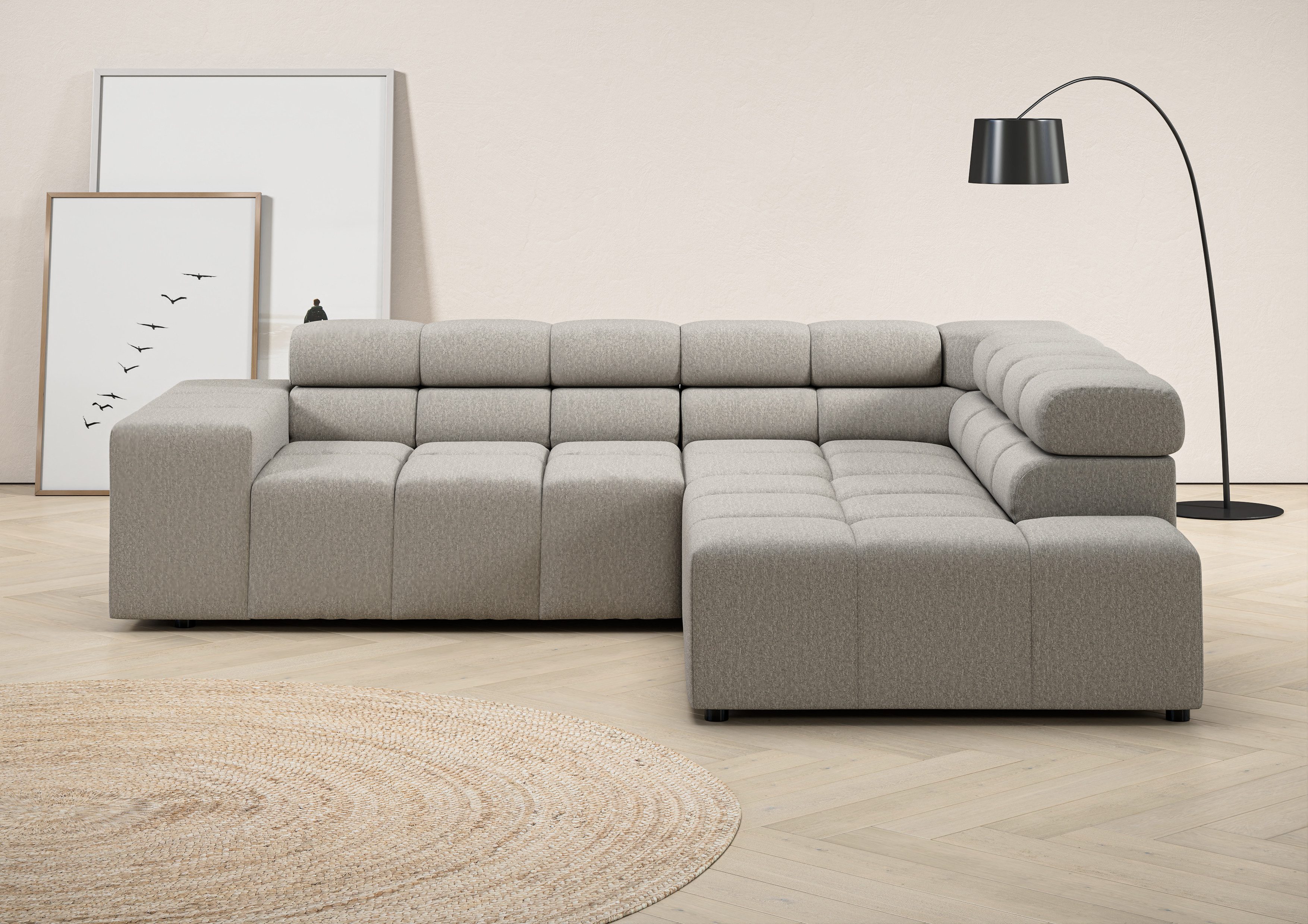 INOSIGN Ecksofa "Ancona, incl. Kopfteilverstellung + 3 Zierkissen, L-Form, günstig online kaufen