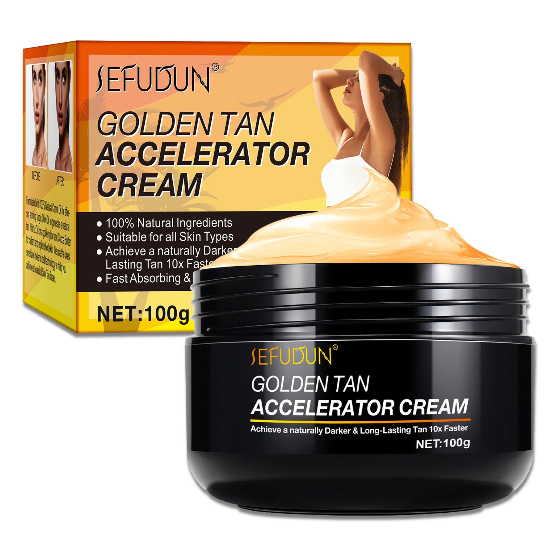 ALIVER Selbstbräunungscreme Bräunungsbeschleuniger Sonnencreme Bräunungscreme Bräunung Tanning, 1-tlg., Körperbräunung, Beschleuniger, Solarium, Sonne, Creme