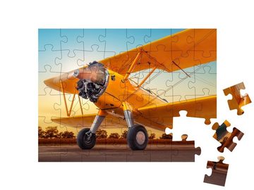 puzzleYOU Puzzle Historisches Flugzeug auf einer Landebahn, 48 Puzzleteile, puzzleYOU-Kollektionen Flugzeuge, Historische Bilder