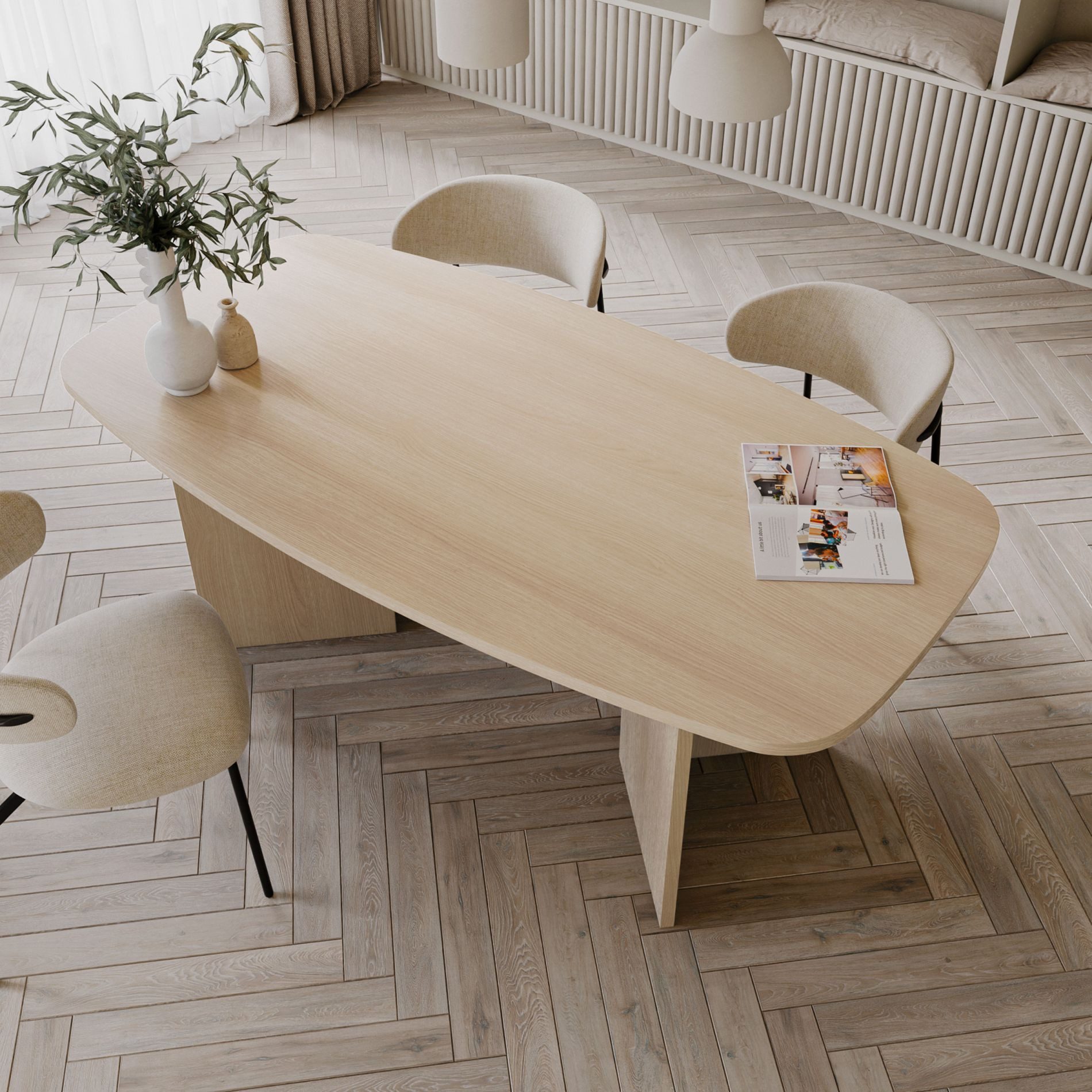 Selsey Esstisch Piano, robuste 28mm Platte, abgerundete Kanten, 6-8 Personen, 190x100 cm