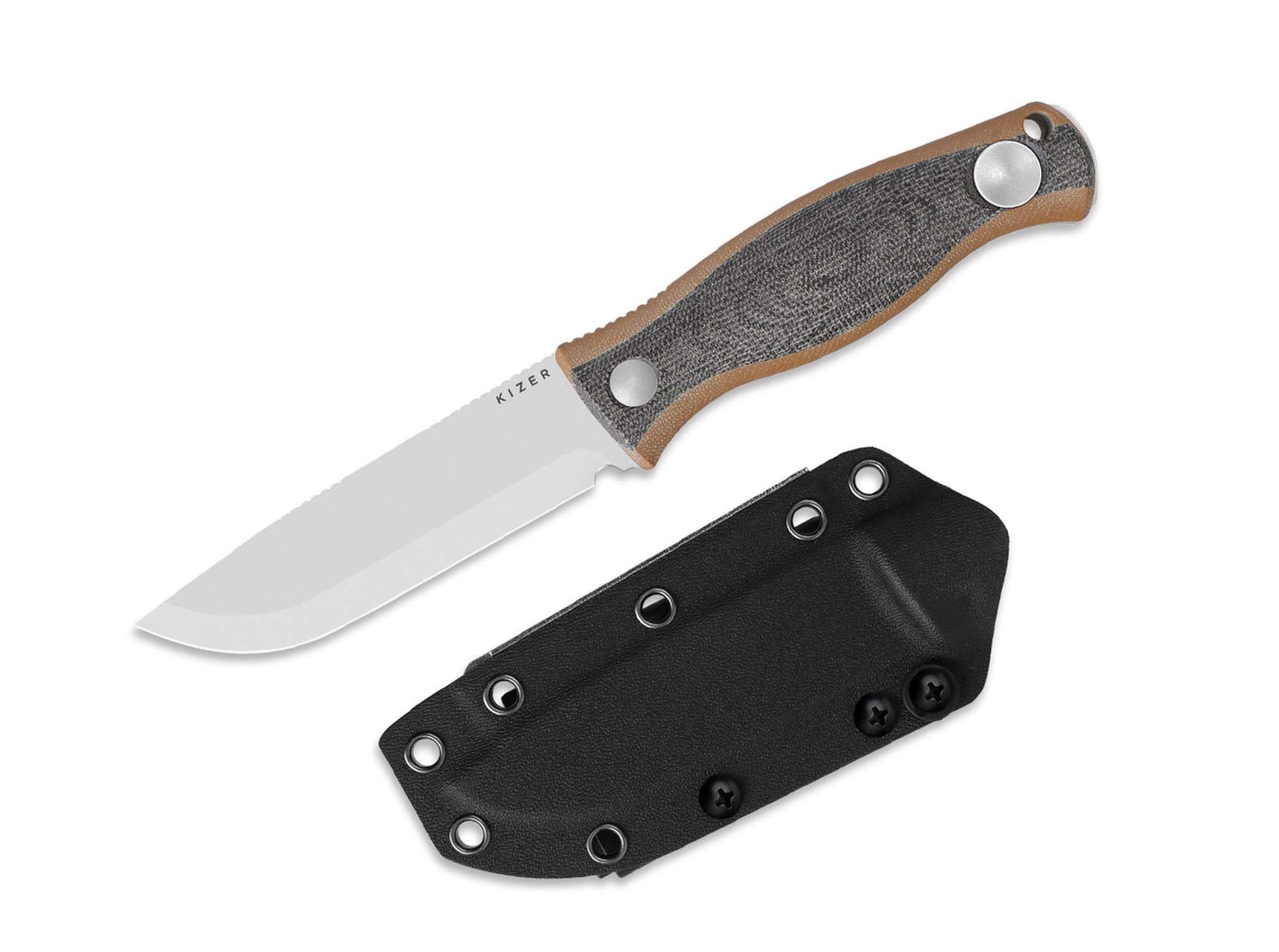 Kizer Taschenmesser Kizer Polaris AEB-L Black Micarta & Brown G10