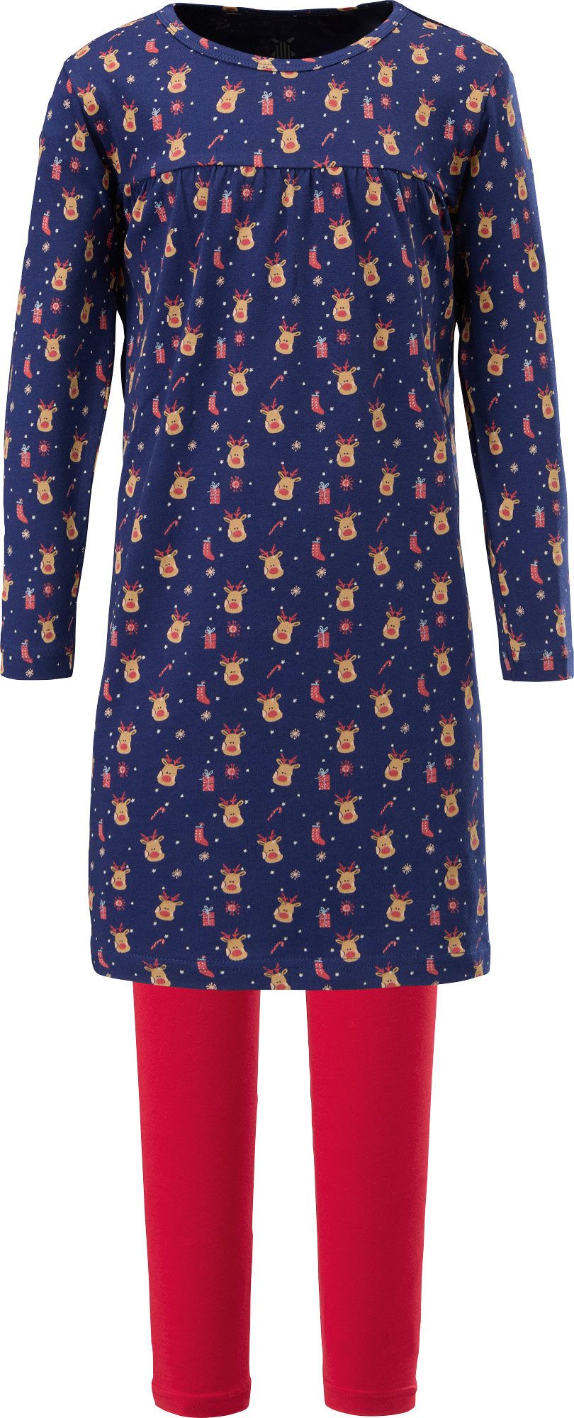 Erwin Müller Schlafanzug Kinder-Nachthemd mit Leggings Single-Jersey Tiermotive: Nachthemd Rentier