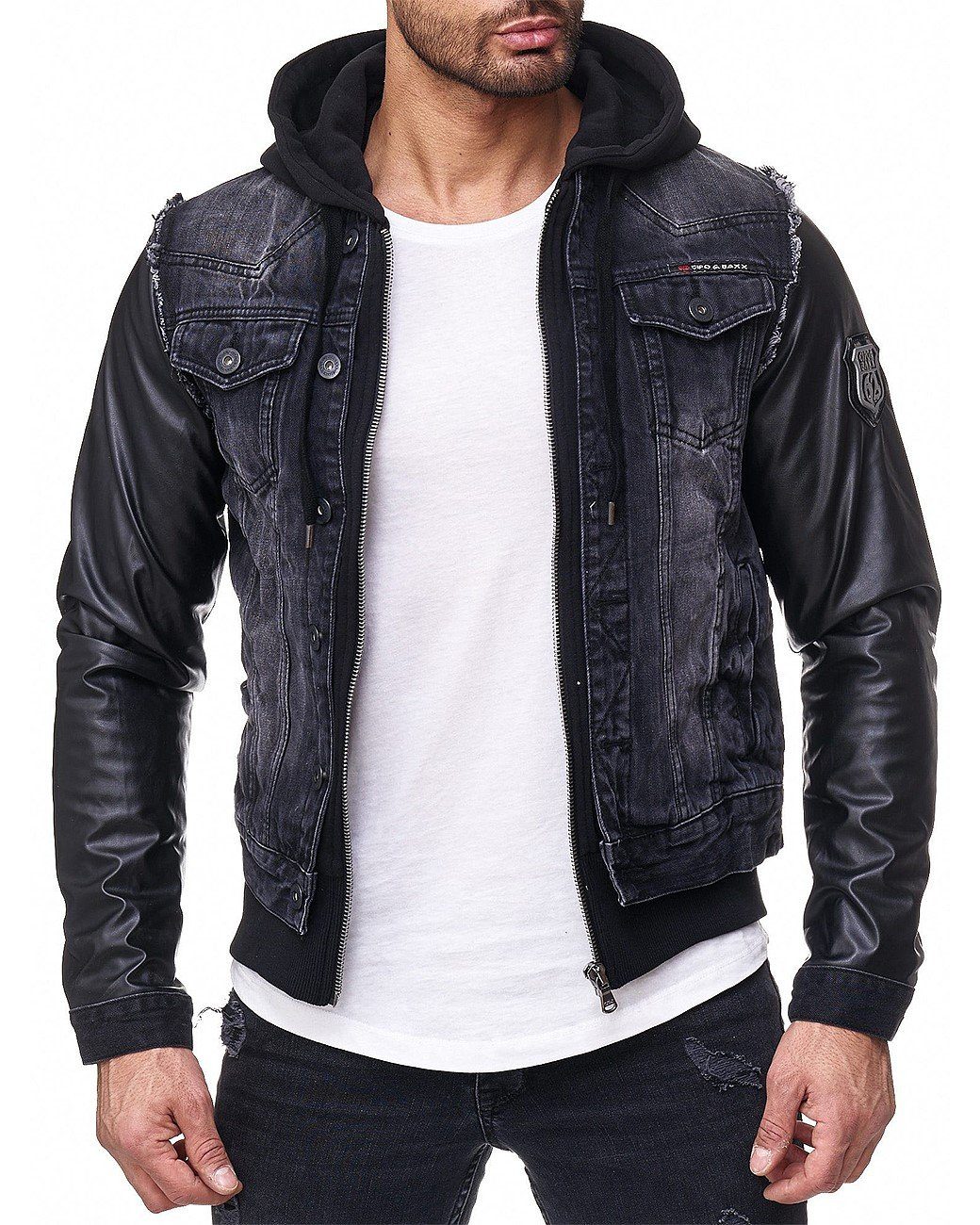 Herren Jeansjacke Jeansjacke Grau Schwarz Bershka Jeansjacke Mit Print  Herren S Schwarz Preisvergleich