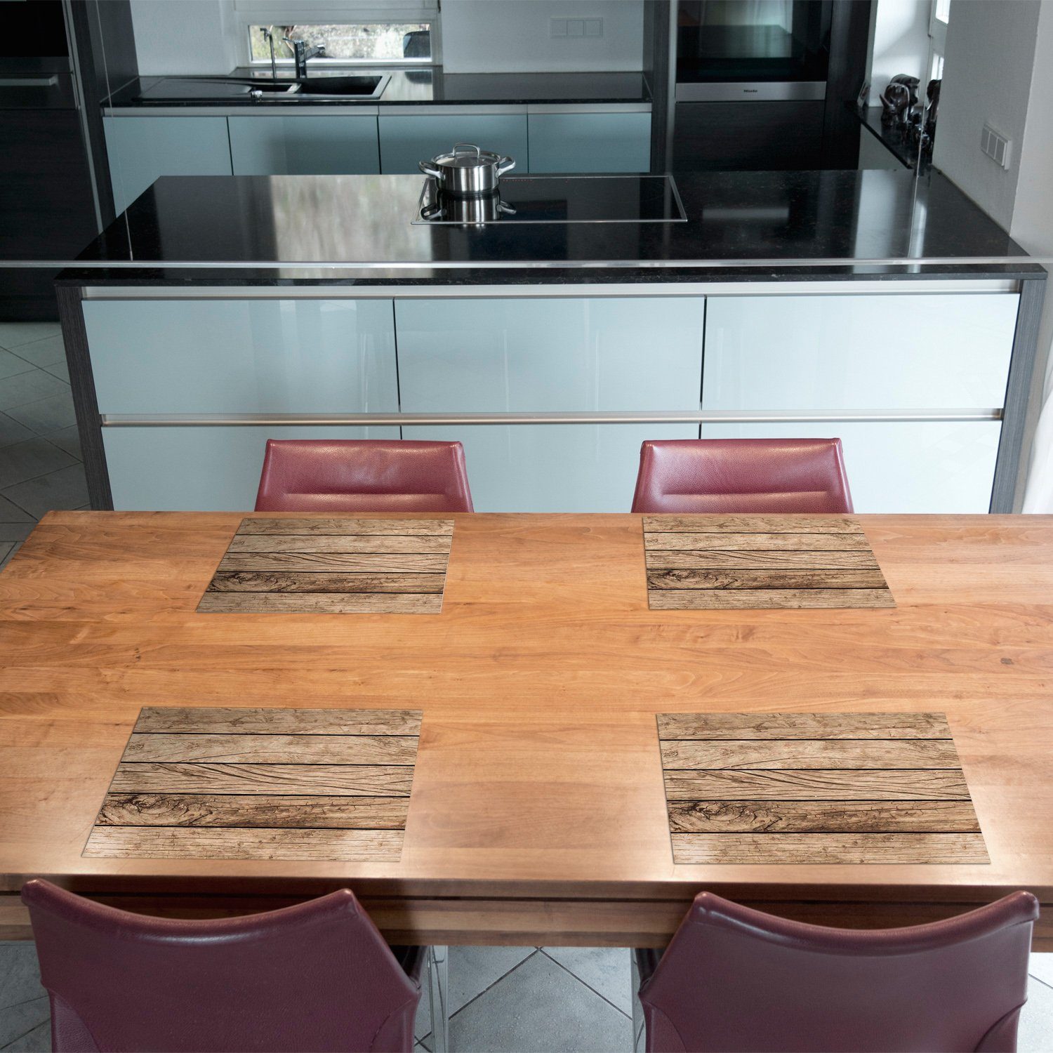 Platzset, Matteo, Contento, (Set, 4-St), für den Innen- und Außenbereich,  wasserabweisend, Holzdesign | Tischsets