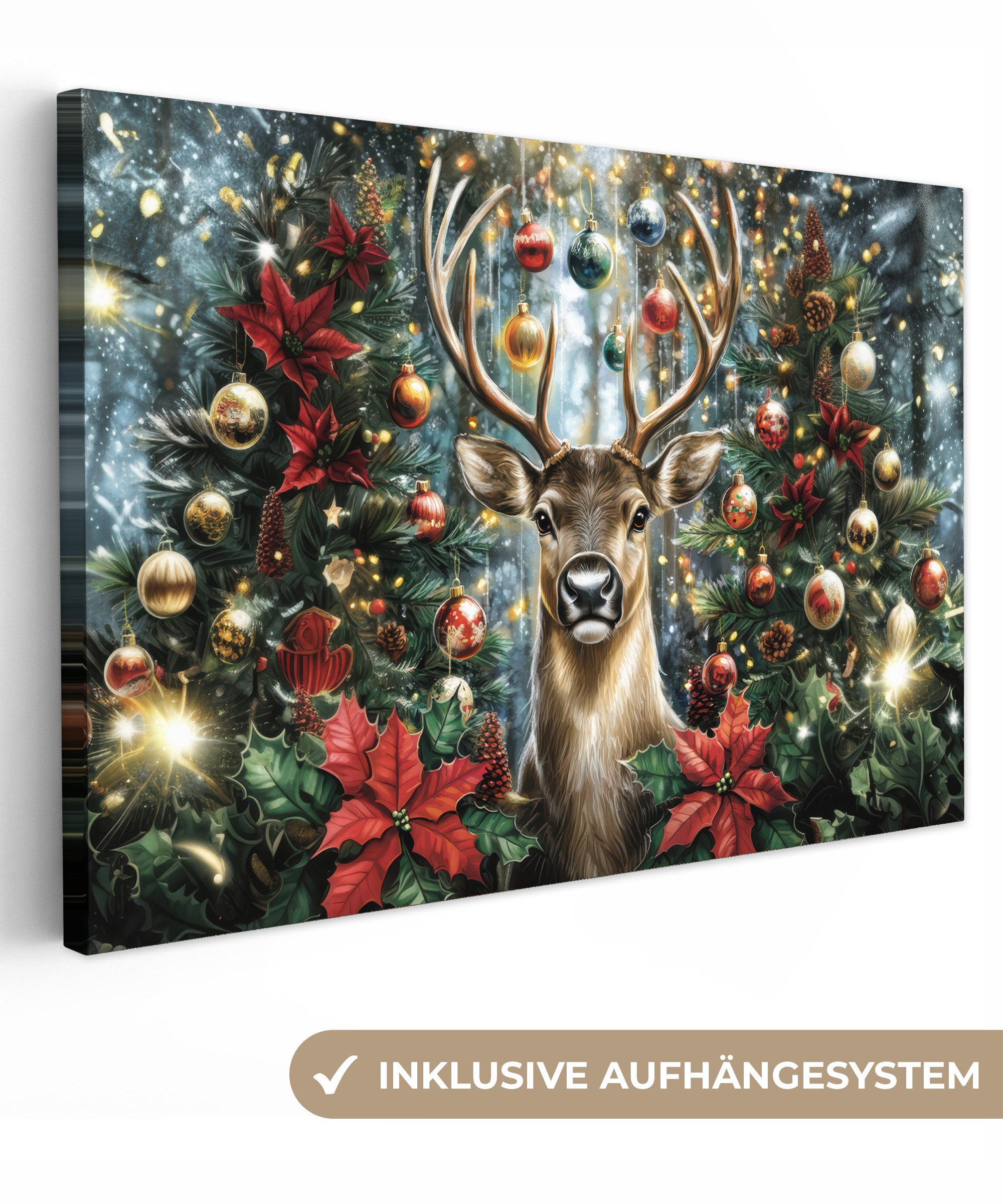 OneMillionCanvasses® Leinwandbild Weihnachtsfeier - Tannenwald - günstig online kaufen