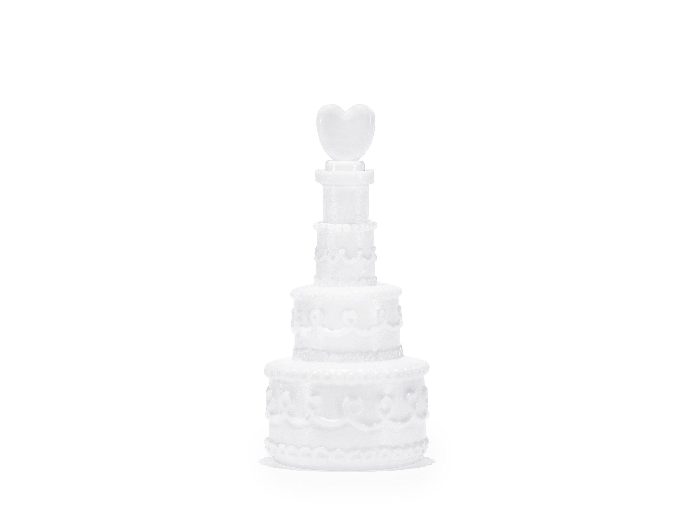 partydeco Dekoobjekt, Seifenblasen Set Hochzeitstorte 10cm Weiß 24 Stück mit Stäbchen