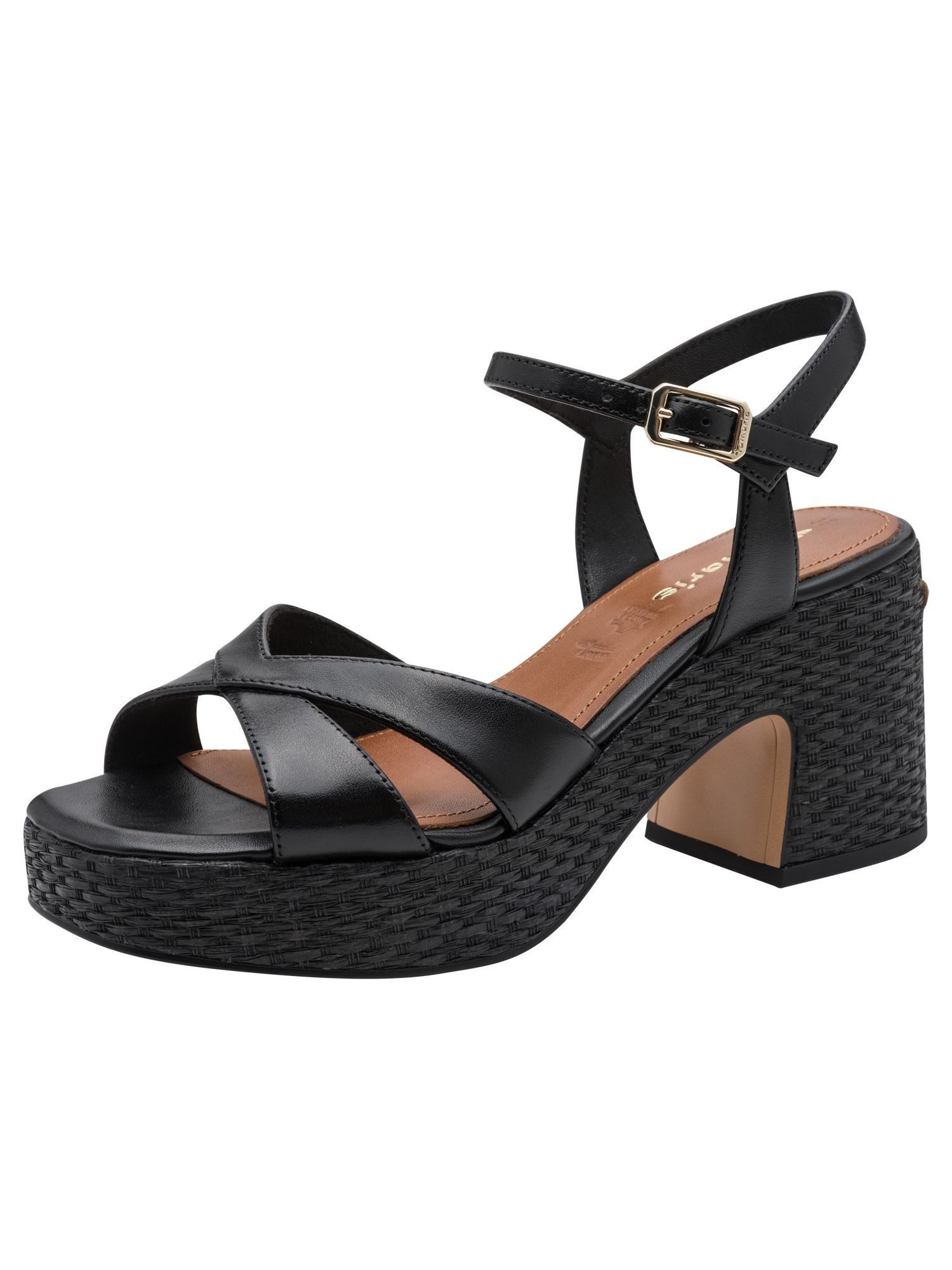 Tamaris TOUCH-IT, ANTIslide aus Leder Blockabsatz Sandalette TOUCH-IT
