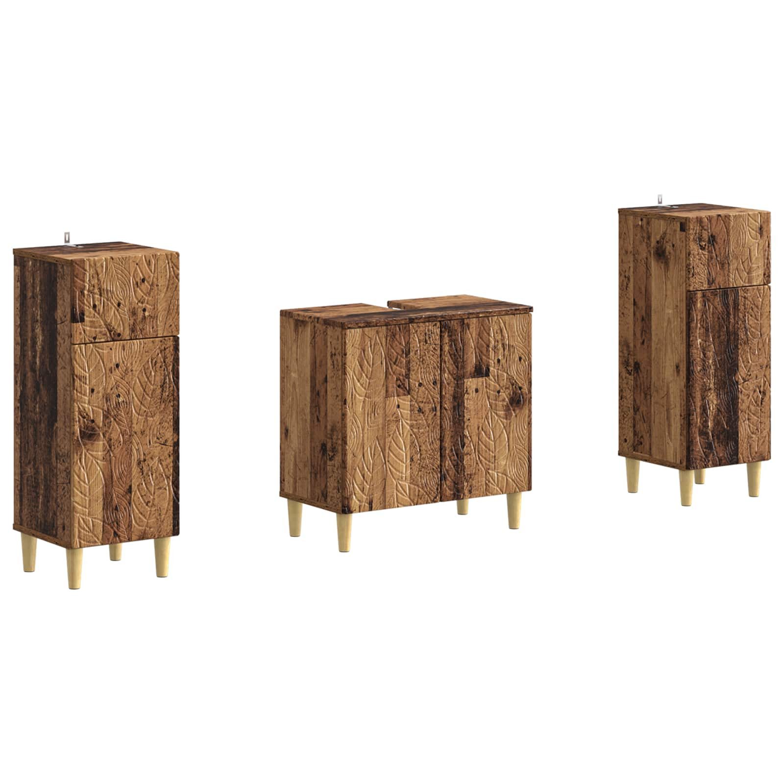 vidaXL Gartenlounge-Set 2-teiliges Badezimmer Schrank Set DELFT Altholz Holzwerkstoff