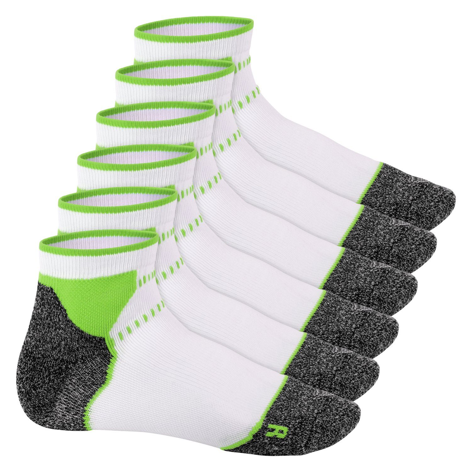 Footstar Sportsocken Damen & Herren Funktions Sport Socken (6 Paar) Laufsocken Weiss/Grün