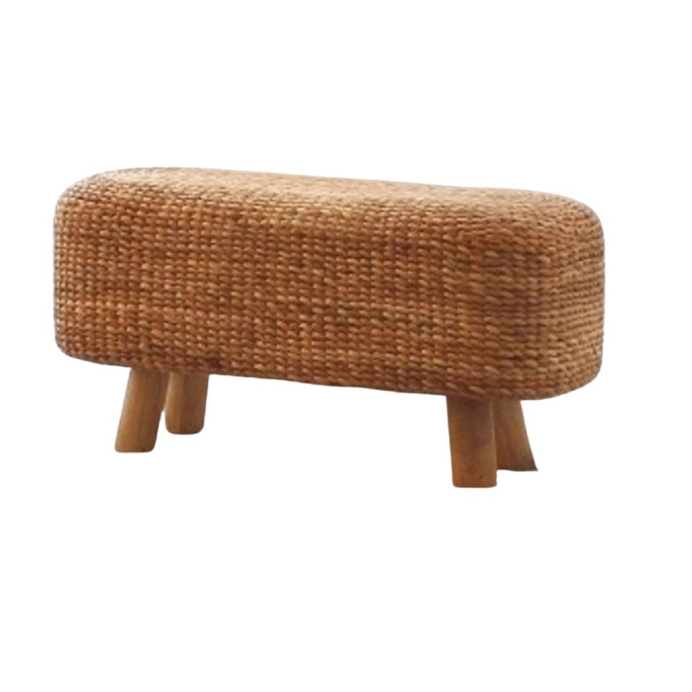 LebensWohnArt Sitzbank Wasserhyazinth Teakholz Sitzbank AMSTERDAM 80cm natural Unikat