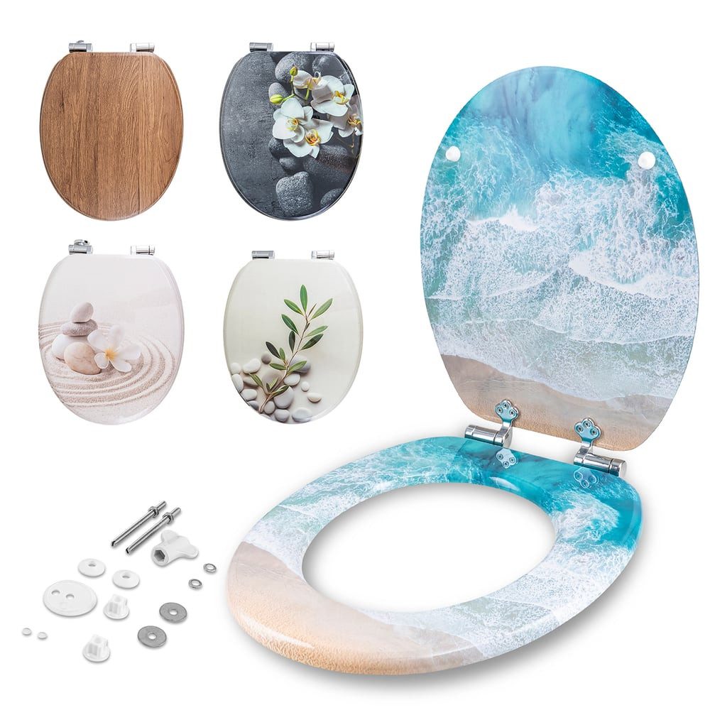 Benkstein WC-Sitz Premium WC-Deckel antibakteriell, bedruckter Deckel, Duroplast Klodeckel mit Quick-Release-Funktion und Absenkautomatik