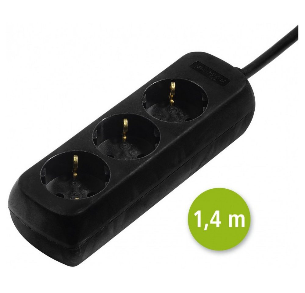 Thumbnail - Hama Hama 3-fach Steckdosenleiste schwarz, 1,4 m Kabel Mehrfachsteckdose (GS-geprüft, GS-geprüft, Kabellänge 1.4 m), GS-...
