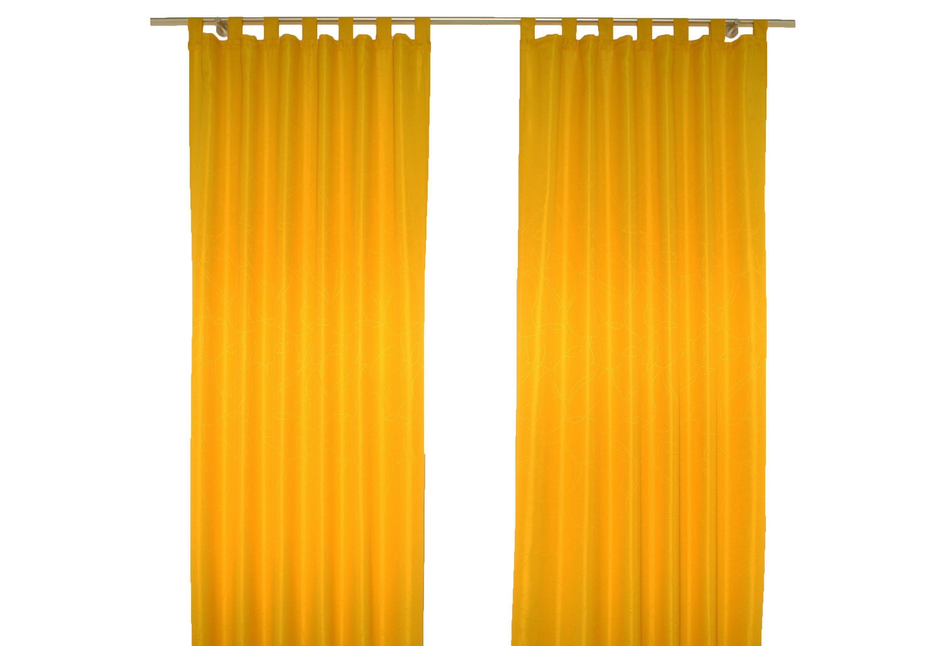 Vorhang Janine, Wirth, Schlaufen Jacquard St), blickdicht, gelb (1