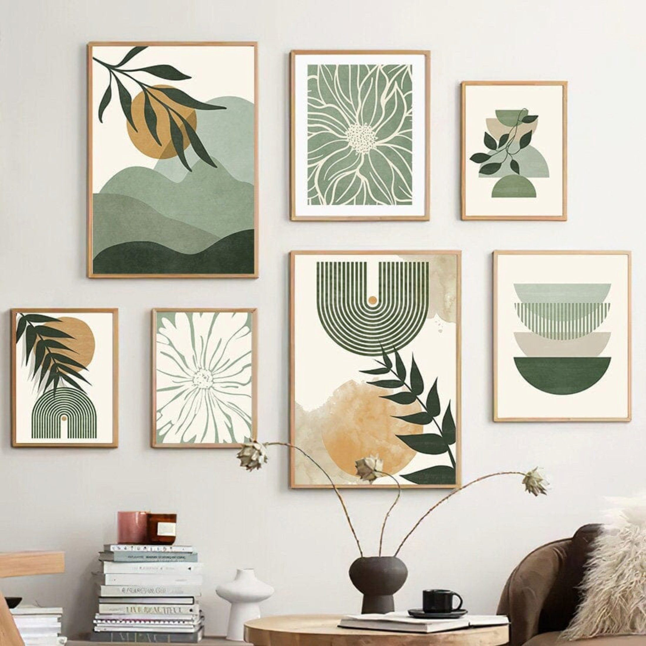 JUSTGOODMOOD Poster Boho Abstrakt Pflanzen Blätter Botanik Bilder Wohnzimmer Wandbilder Sc, B (1 St)