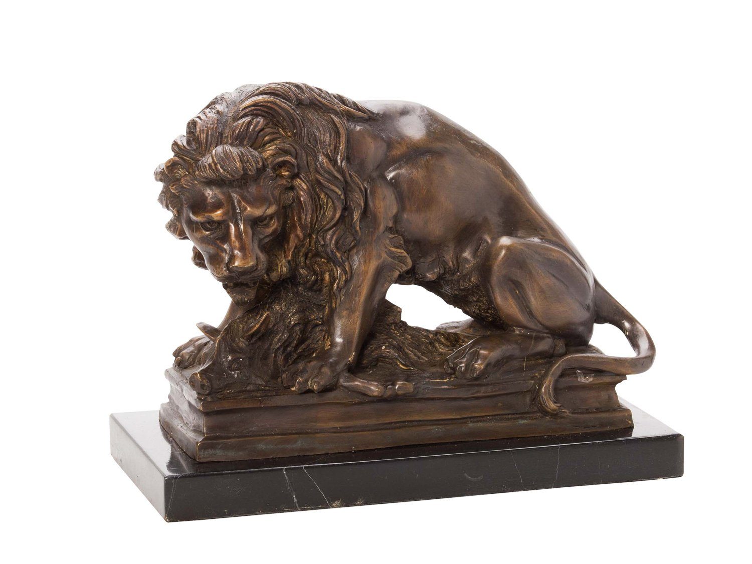 Aubaho Skulptur Figur Skulptur Antik Löwe Bronze Bronzeskulptur Wildschwein Jagd Jäger