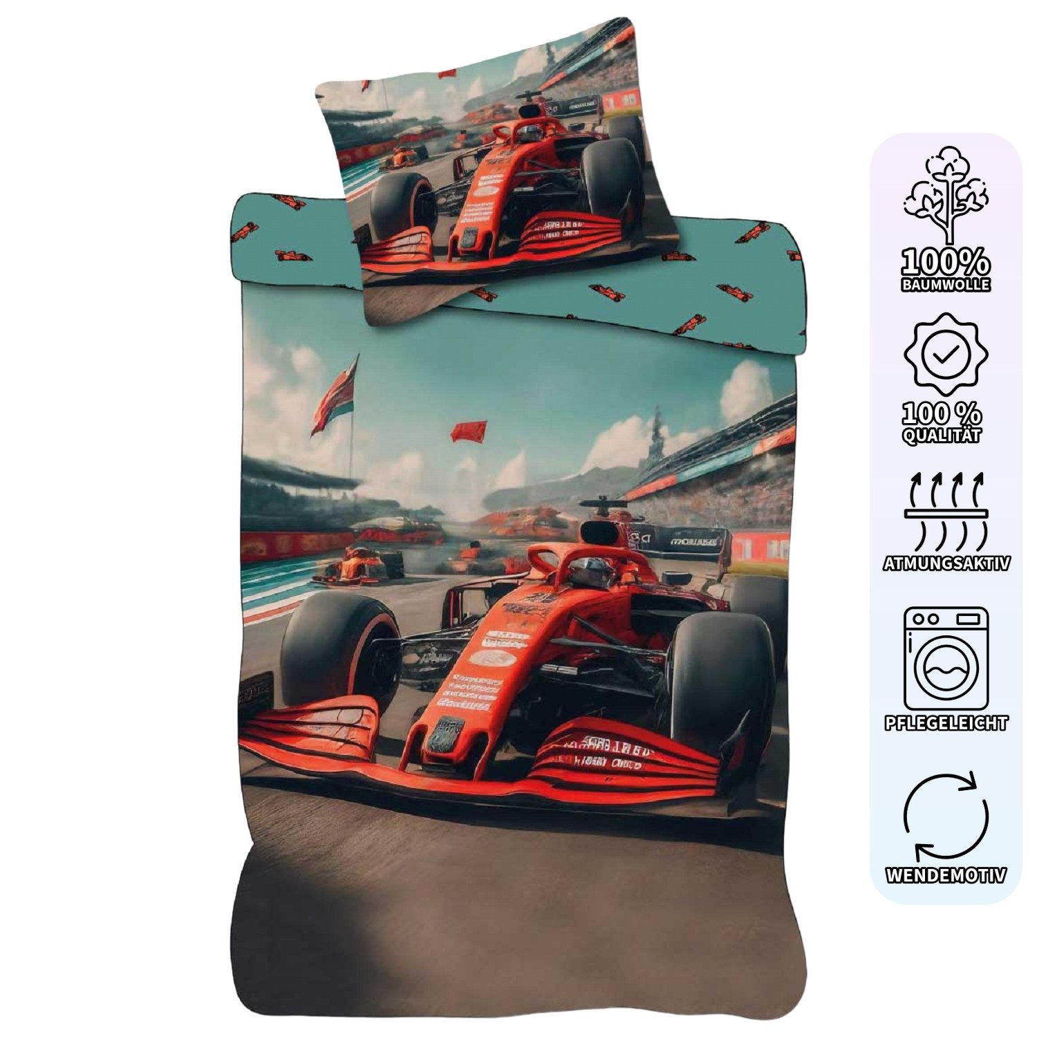 BrandMac Babybettwäsche Baby Bettwäsche Cars Rennauto 100 x 135 cm, 1 teili günstig online kaufen