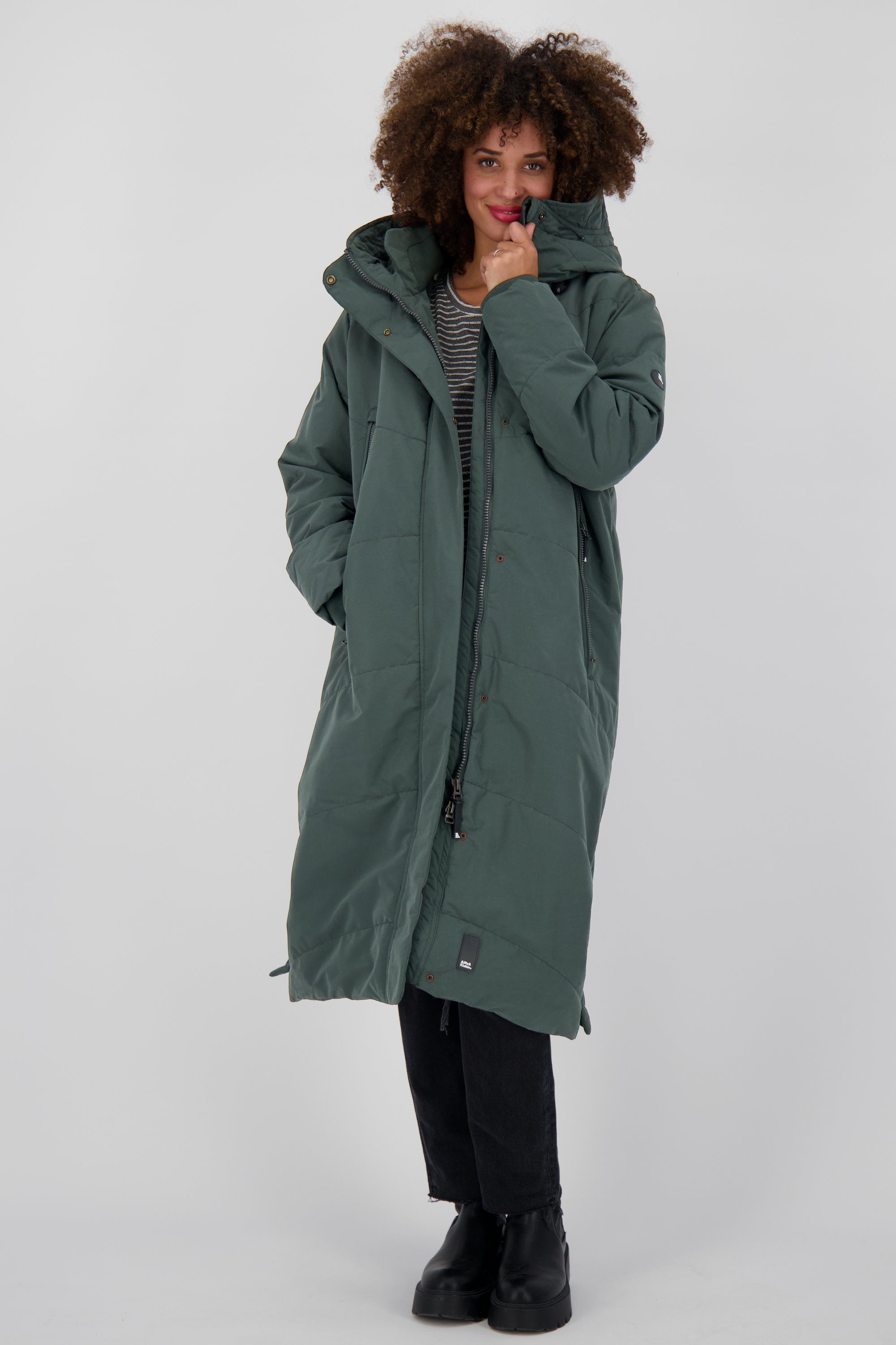 gefütterte & Jacke dark Damen Kickin JunaAK Parka Alife Winterjacke, forest Winterjacke