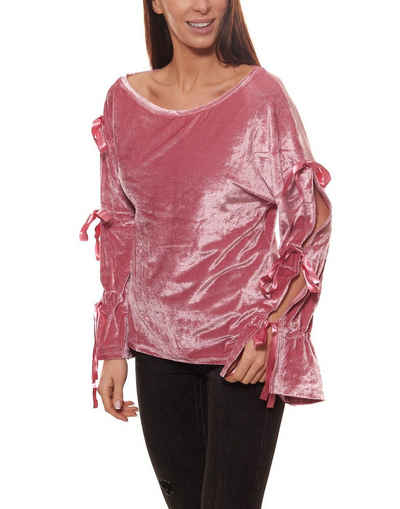NA-KD Shirtbluse NA-KD Fashion x THERESE LINDGREN Блузки-Shirt coole Damen Samt-Bluse mit Öffnungen am Arm Party Pink