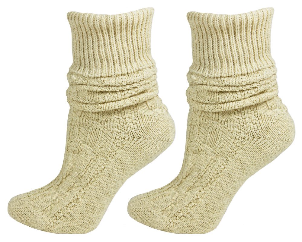 P.S. Schuhmacher Socken Kurze Trachtensocken mit Zopfmuster Natur günstig online kaufen